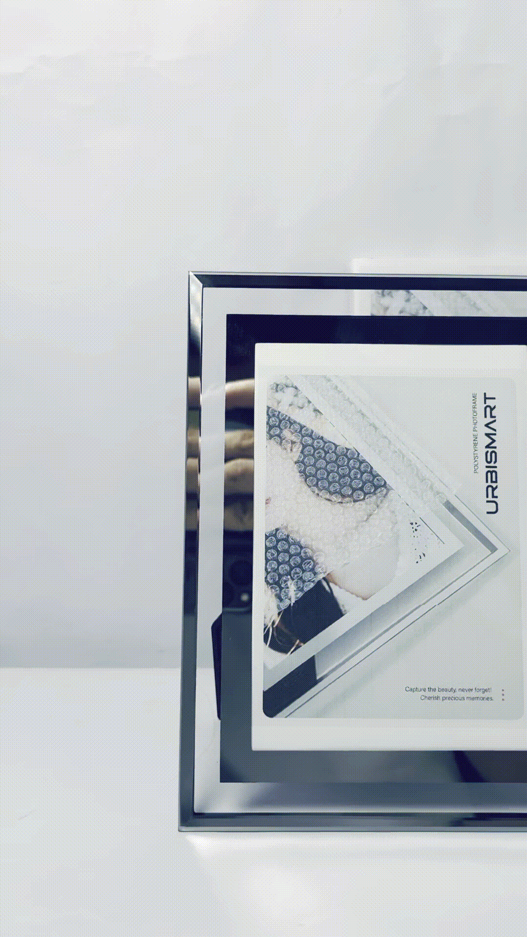 URBISMART Acrylic Picture Frames, Clear Picture Frames with Stand, Magnetic Frame Acrylic Lucite Frameless Transparent Cubes Floating Gift for Home Office Desktop Display Horizontally or