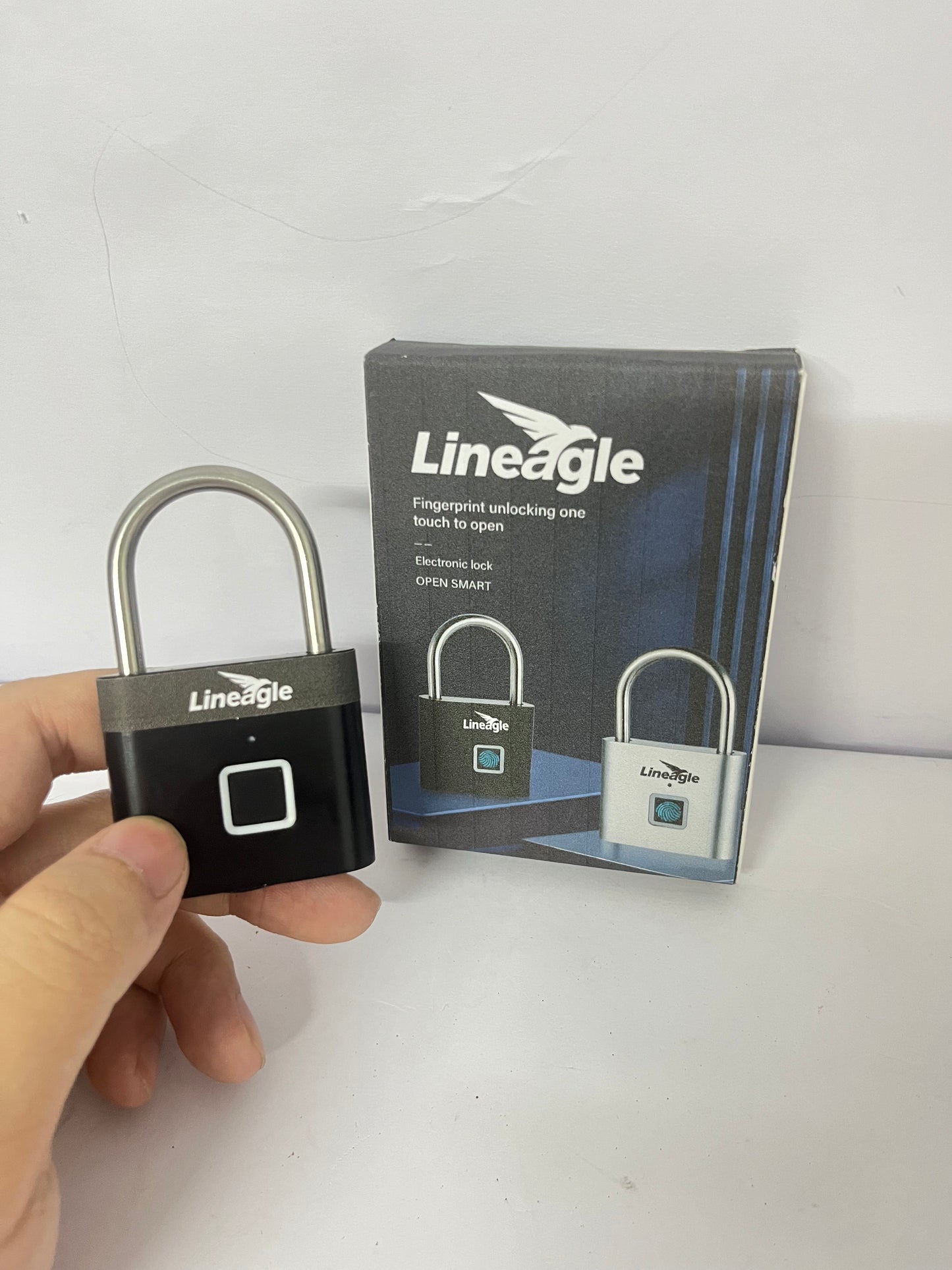 Lineagle Fingerprint Padlock - Keyless Biometric Gate Locks for Outdoor Fence Storage Gym, Combination Lock USB Rechargeable Black