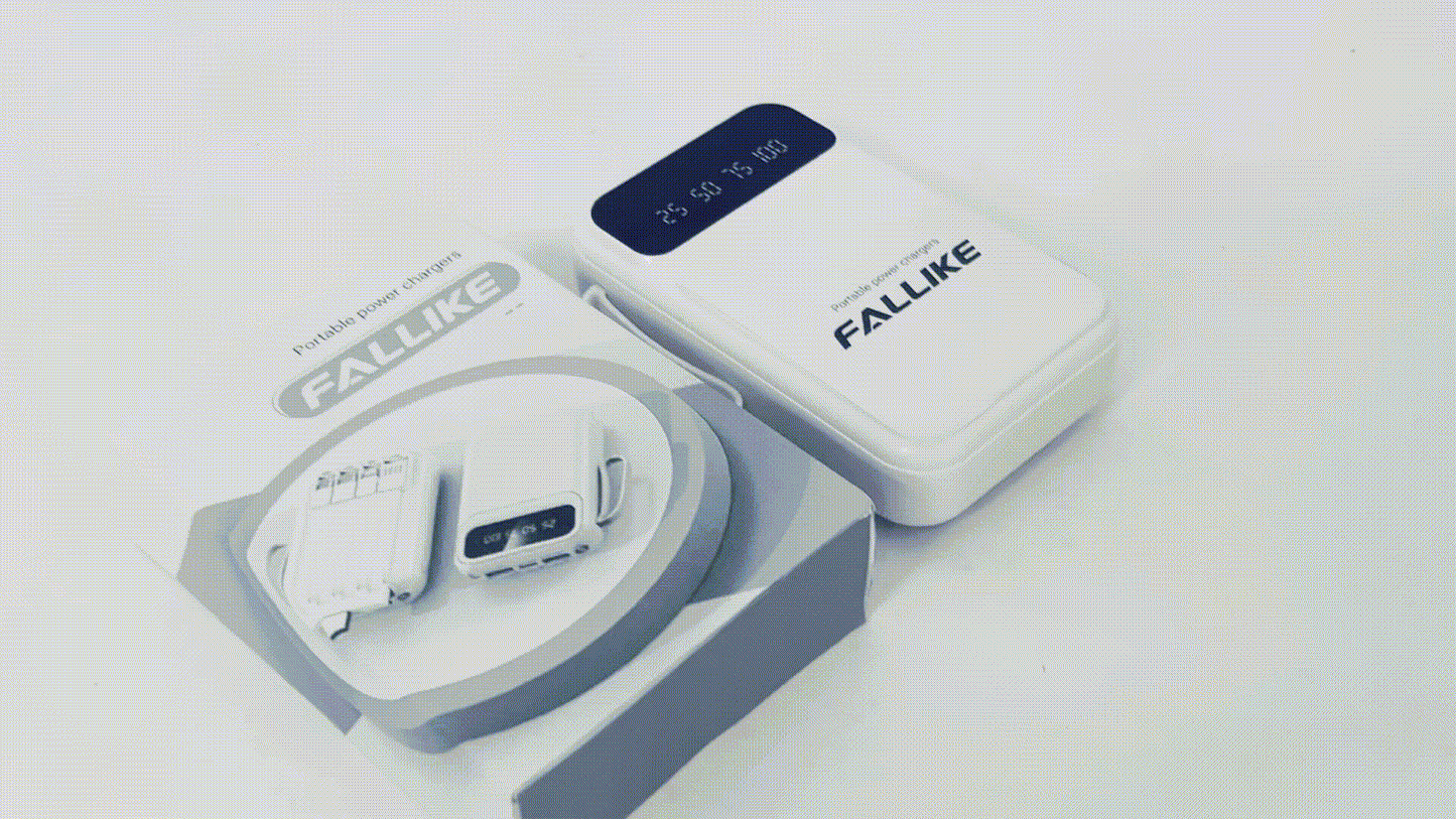 FALLIKE Portable power chargers with Digital LED Display, Compact Design with Lanyard, Multi-Device Compatible External Battery Pack