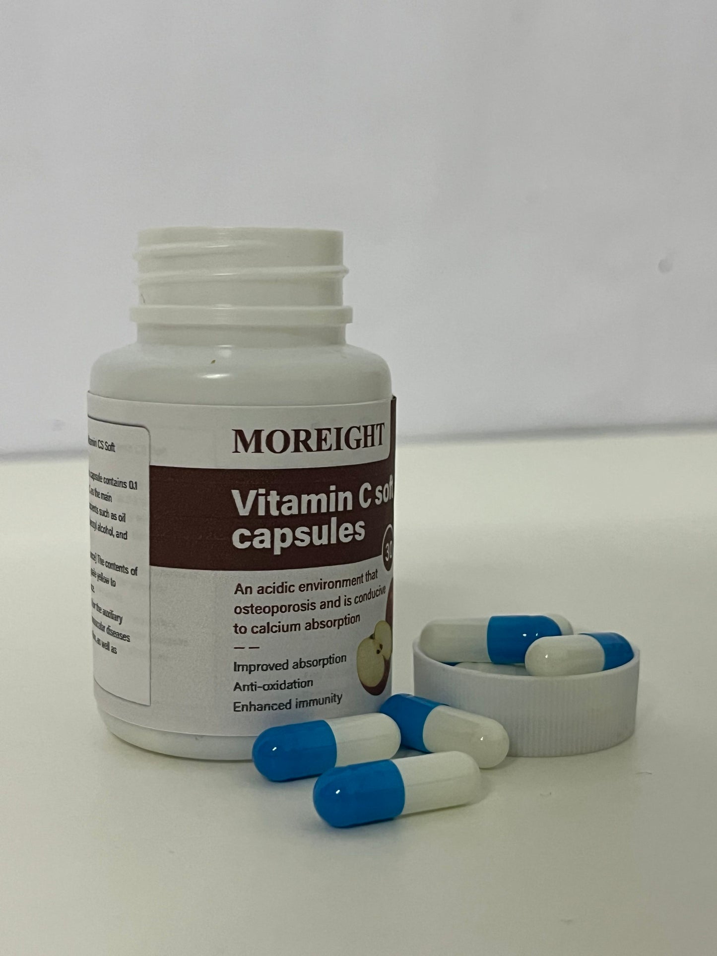 MOREIGHT Vitamin C Soft Capsules, Immune Support & Antioxidant, Promotes Calcium Absorption, 30 Capsules