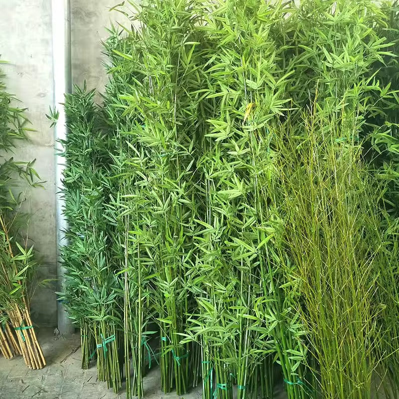 prettypublic Artificial plants, other than Christmas trees, Artificial Bamboo Tree Decorative Plant Accessories Bamboo Plastic Single Long Bamboo Branch with Leaves