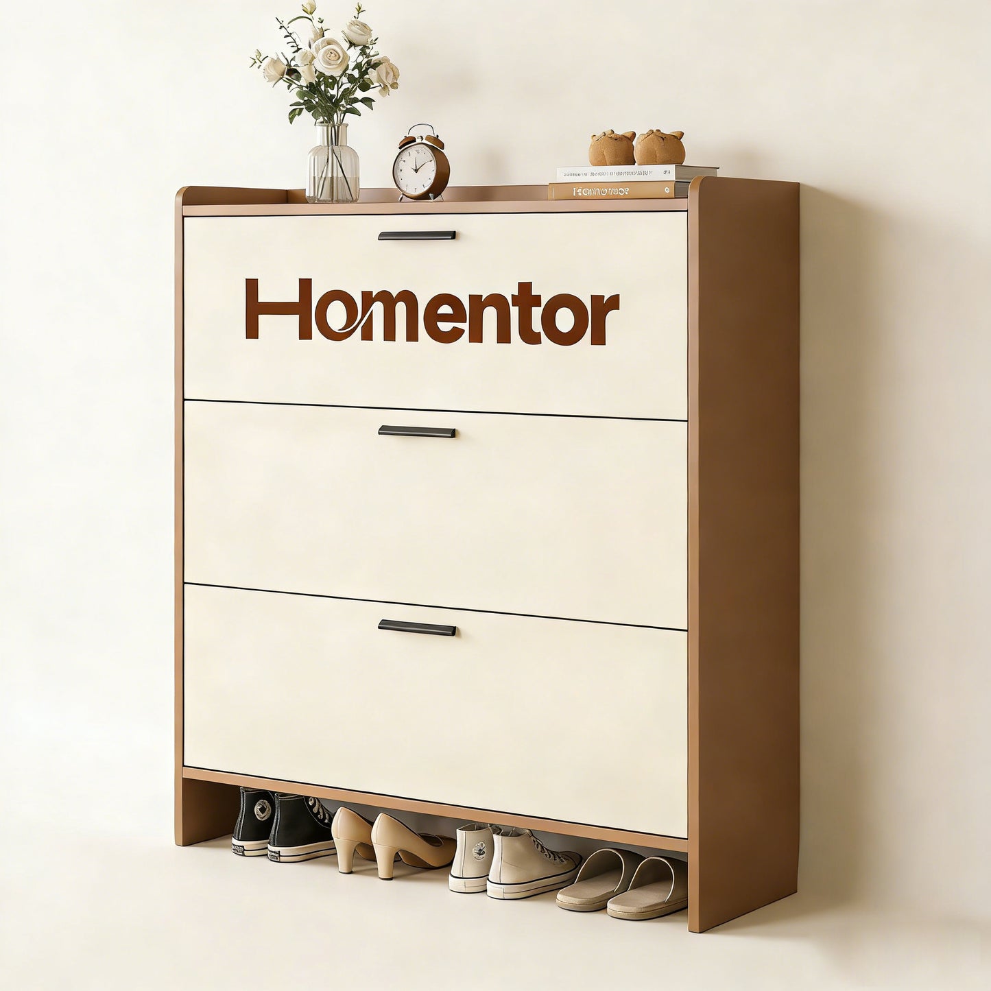 Homentor Slim Tipping Shoe Cabinet, Large Capacity Entryway Shoe Storage, Modern Narrow Shoe Rack with Multiple Flip Drawers Shoe cabinets
