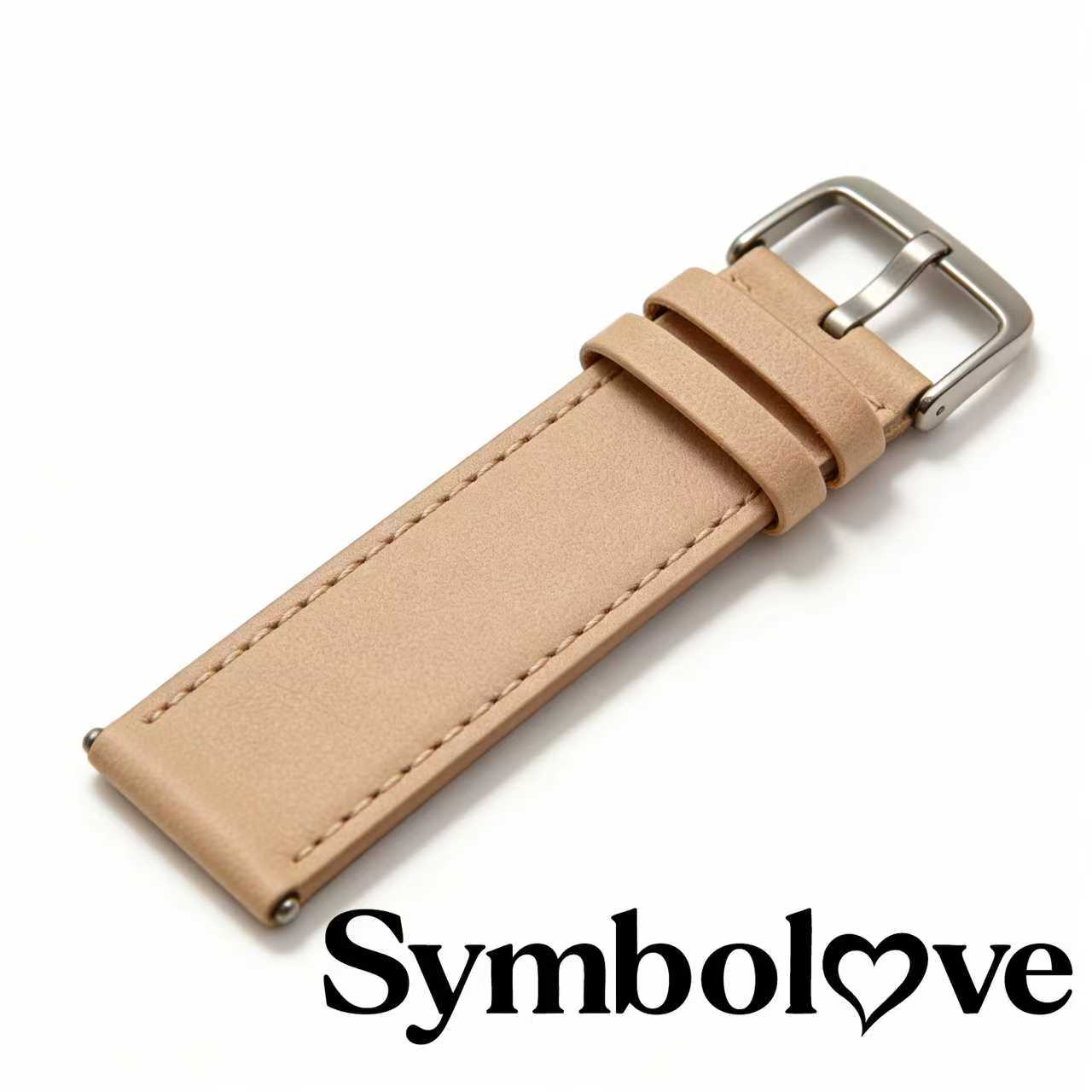 Symbolove Genuine Leather Watch Band, Quick Release, Compatible with Smart Watches and Traditional Wristwatches, Retro Light Brown
