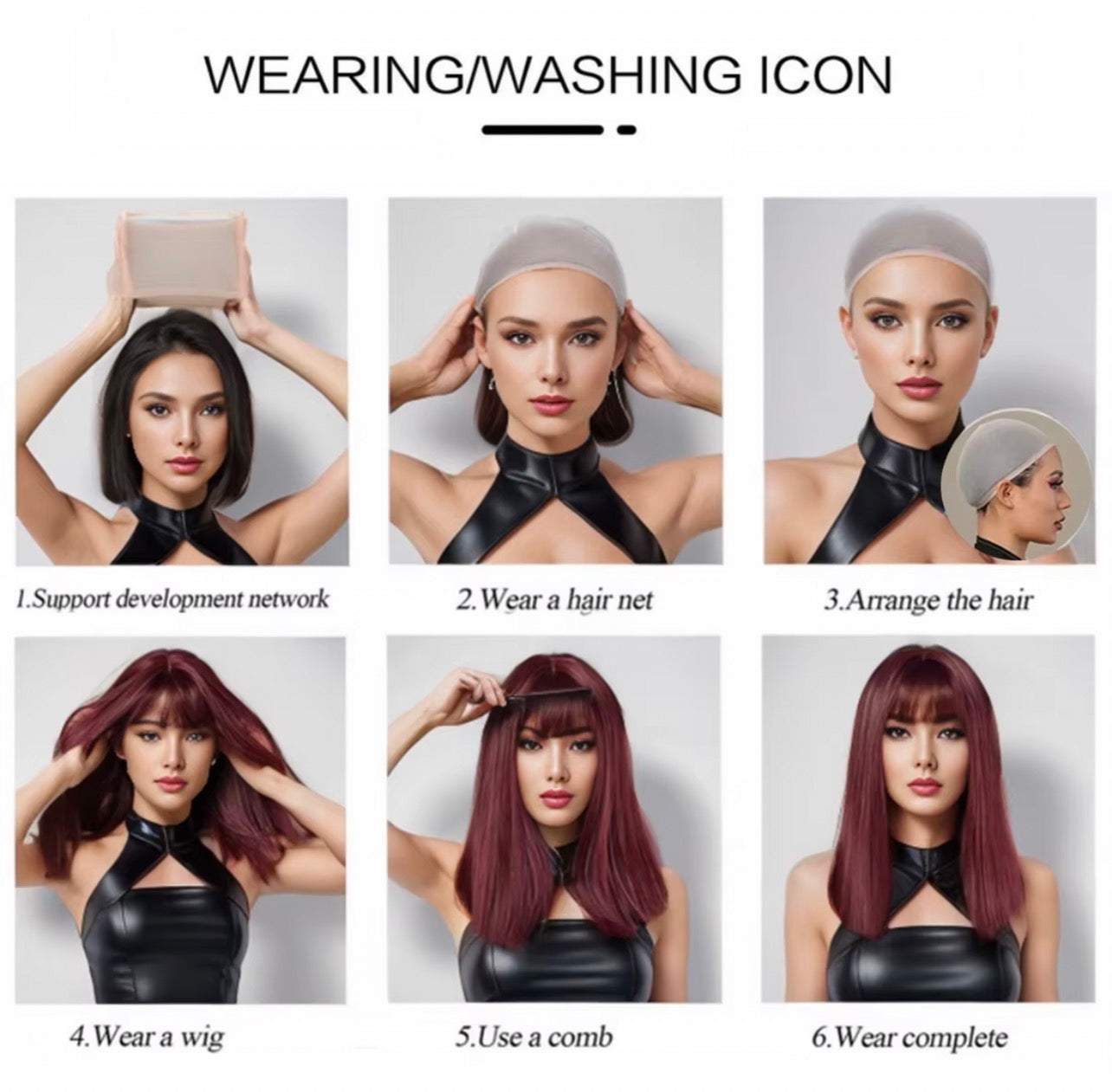 NOTHINGMOON Wigs,Chemical Fiber Black Side Part Short Hair Synthetic High Temperature Silk Wig