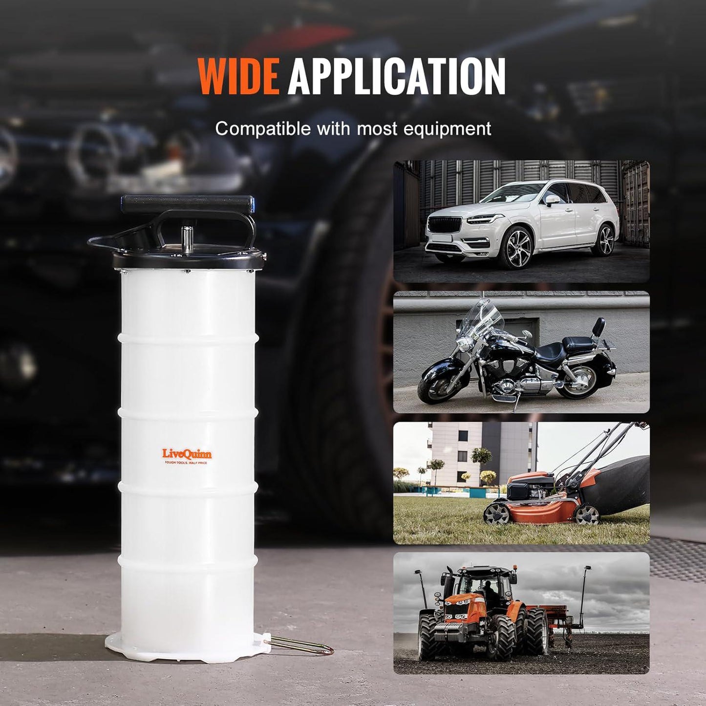 LiveQuinn Manual Suction Pump, Car Oil Extractor, Multi-Functional Fluid Transfer Pump with 4 Ultra-Long Tubes, Compatible with Cars/Motorcycles/Farm Equipment (Model YS-087)