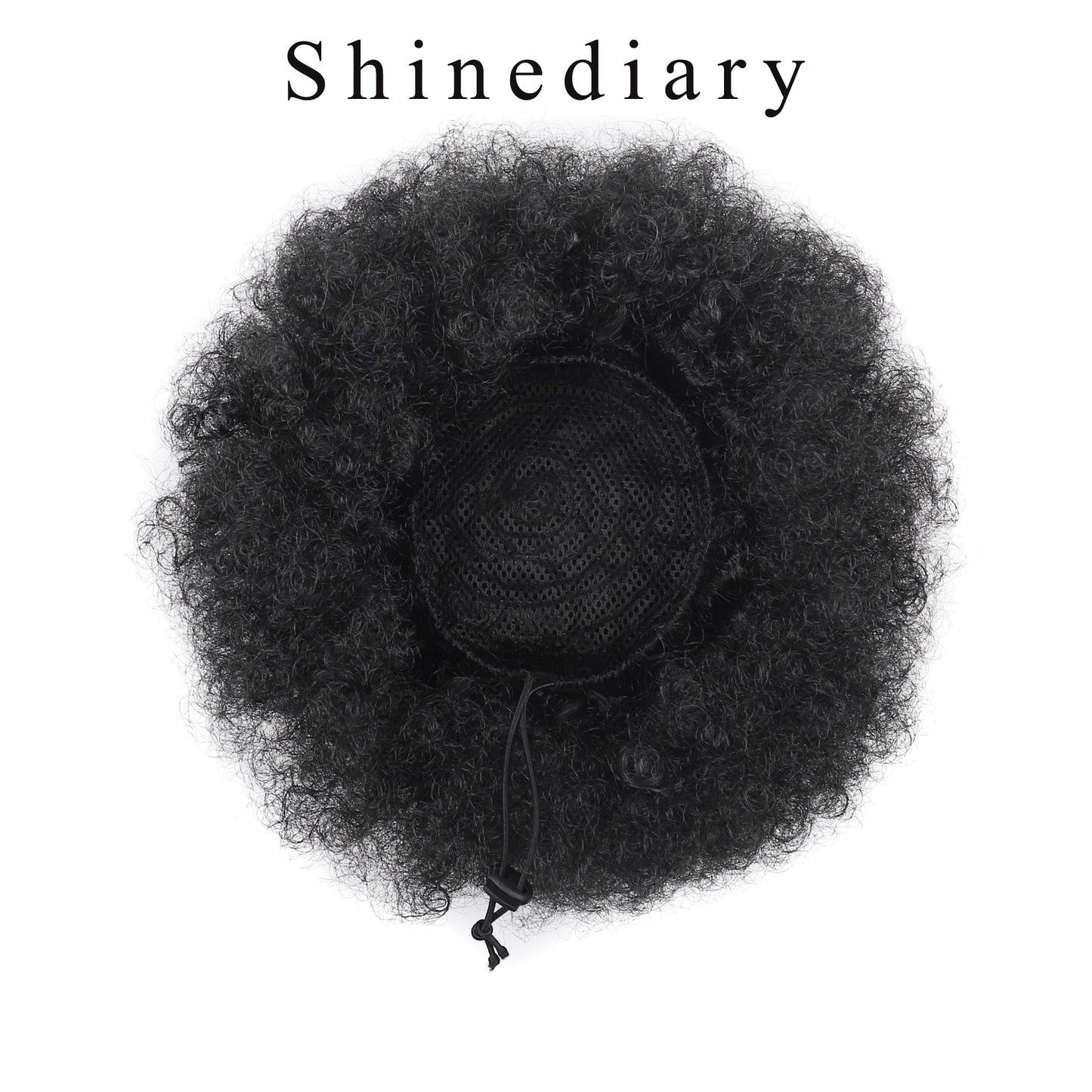 Shinediary Wigs Afro Puff Drawstring Ponytail For Black Women, 8 Inch Nature High Puff HairStyle With Clip Black Curly Afro Messy Hair Bun Synthetic Updo Hair for Women,Girls(1B)