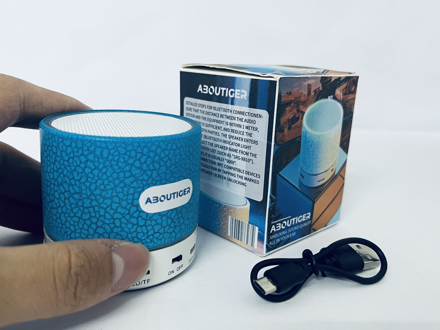 ABOUTIGER Portable Mini Speaker, Super Bass Stereo Rechargeable Speaker with LED Lights