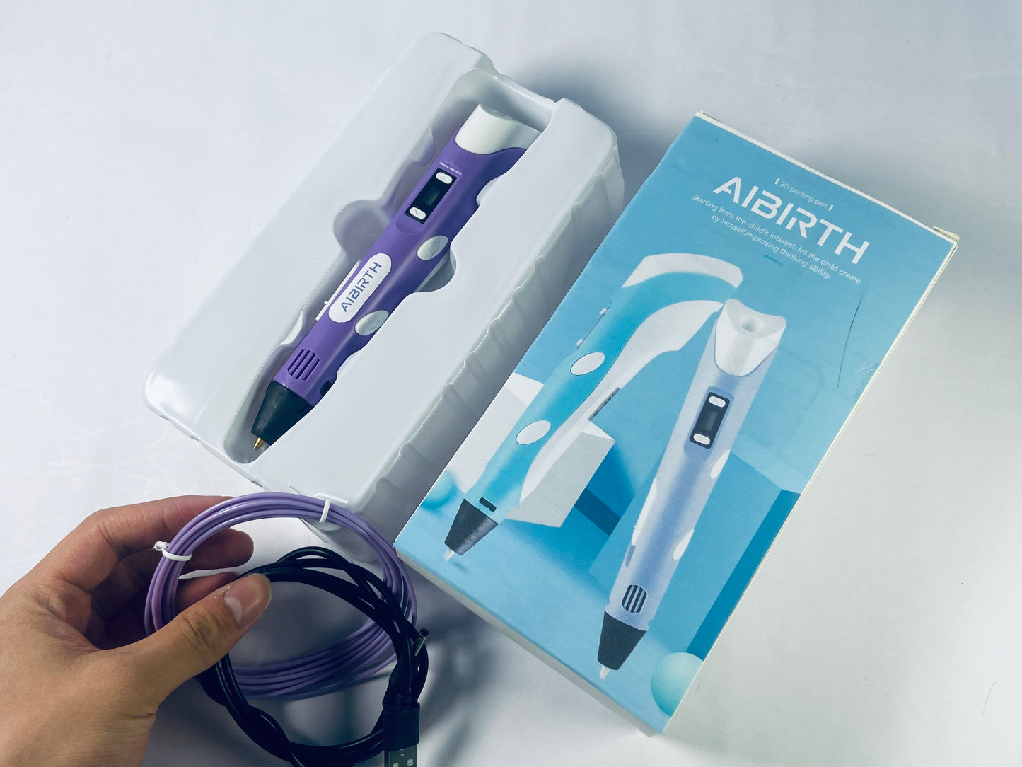 AIBIRTH 3D Printing Pen with Display - Includes 3D Pen, 1 Starter Colors of PLA Filament and Power Cable
