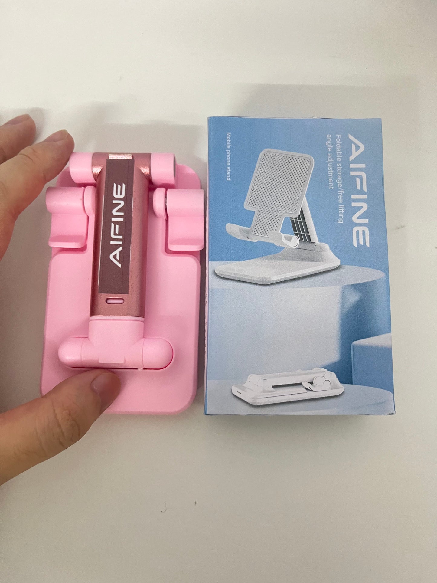 AIFINE Foldable Adjustable Phone Stand, Portable & Stable Desktop Holder for Mobile Phone, Tablet, Ideal for Video Watching, Live Streaming, Online Course