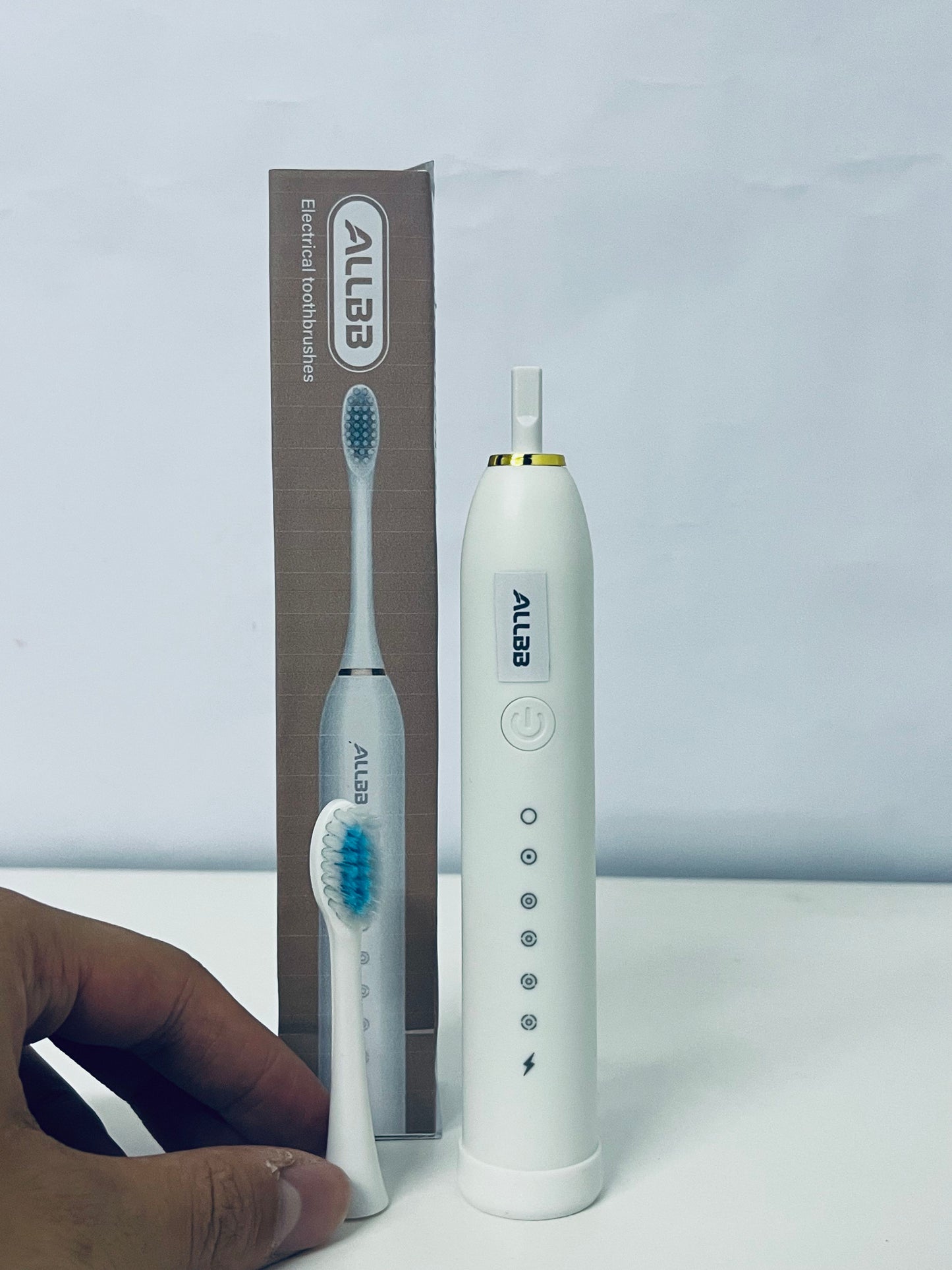 ALLBB White Electrical toothbrushes- Multi-Cleaning Mode Sonic Brush with IPX7 Waterproof & Smart Reminder