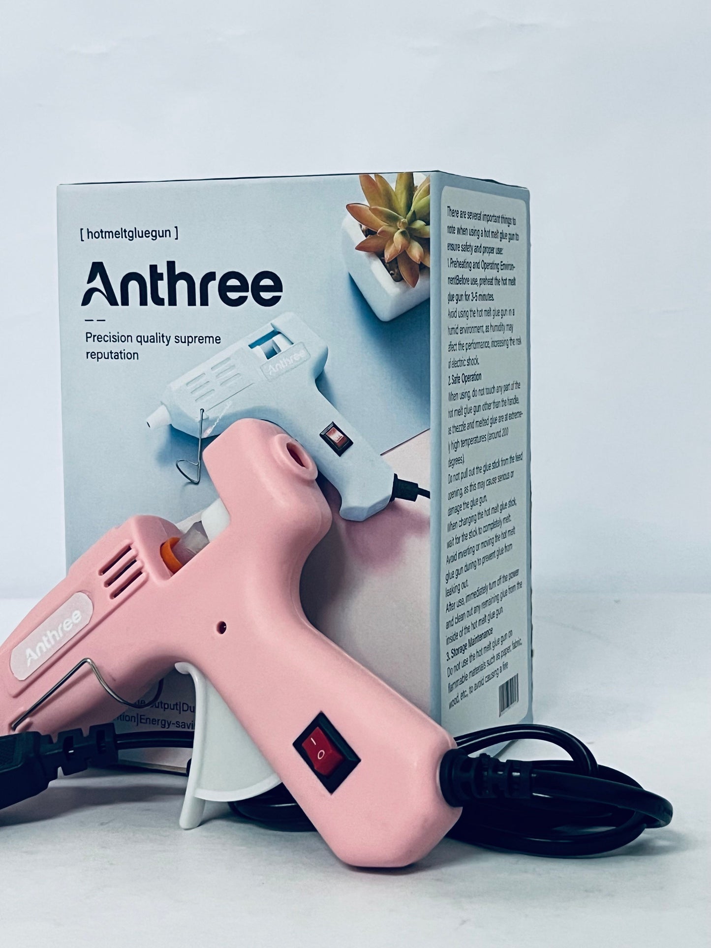 Anthree Fireproof Hot Glue Gun, Mini Glue Gun Kit with 30 Glue Sticks, 20W Glue Gun with Transparent Glue Sticks 7 * 130 mm for DIY Arts, Crafts and Quick Repairs