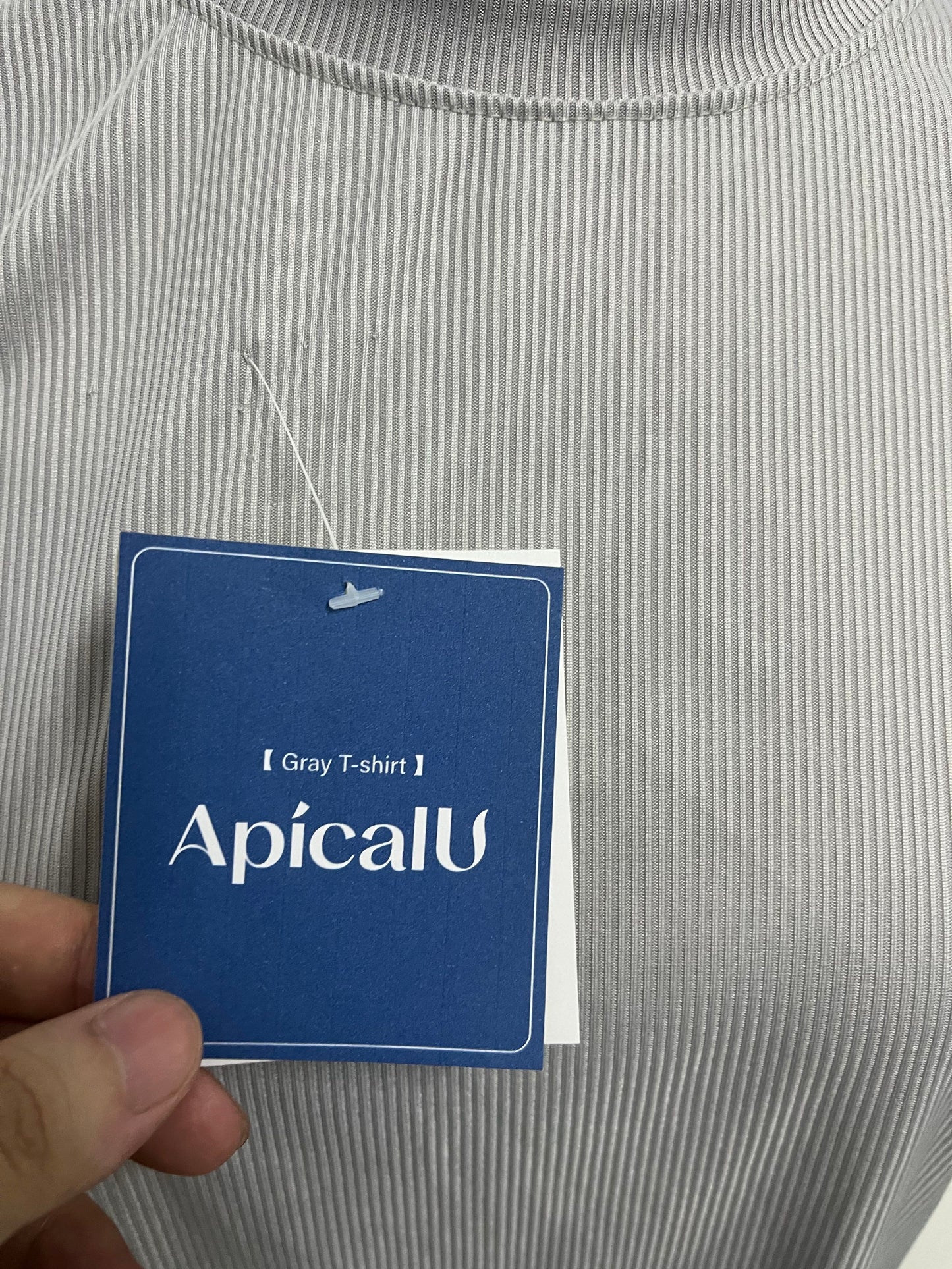 ApicalU Gray T-Shirt - Ribbed Texture for Casual & Layered Style