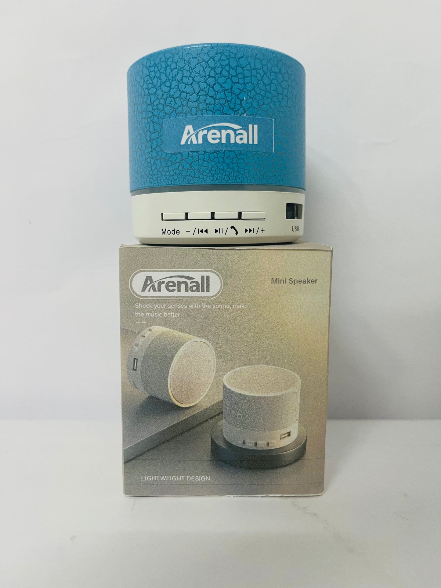 Arenall Portable Mini Speaker, Super Bass Stereo Rechargeable Speaker with LED Lights