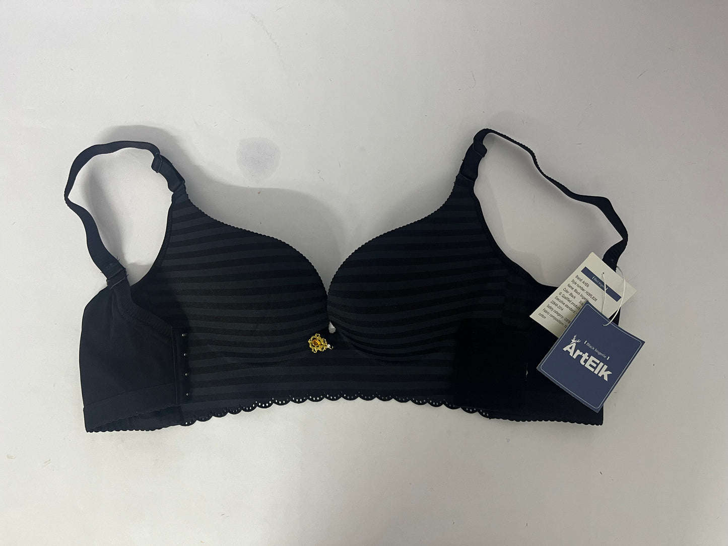 ArtElk Women's Striped Wireless Cotton Bra with Lightly-Lined Cups