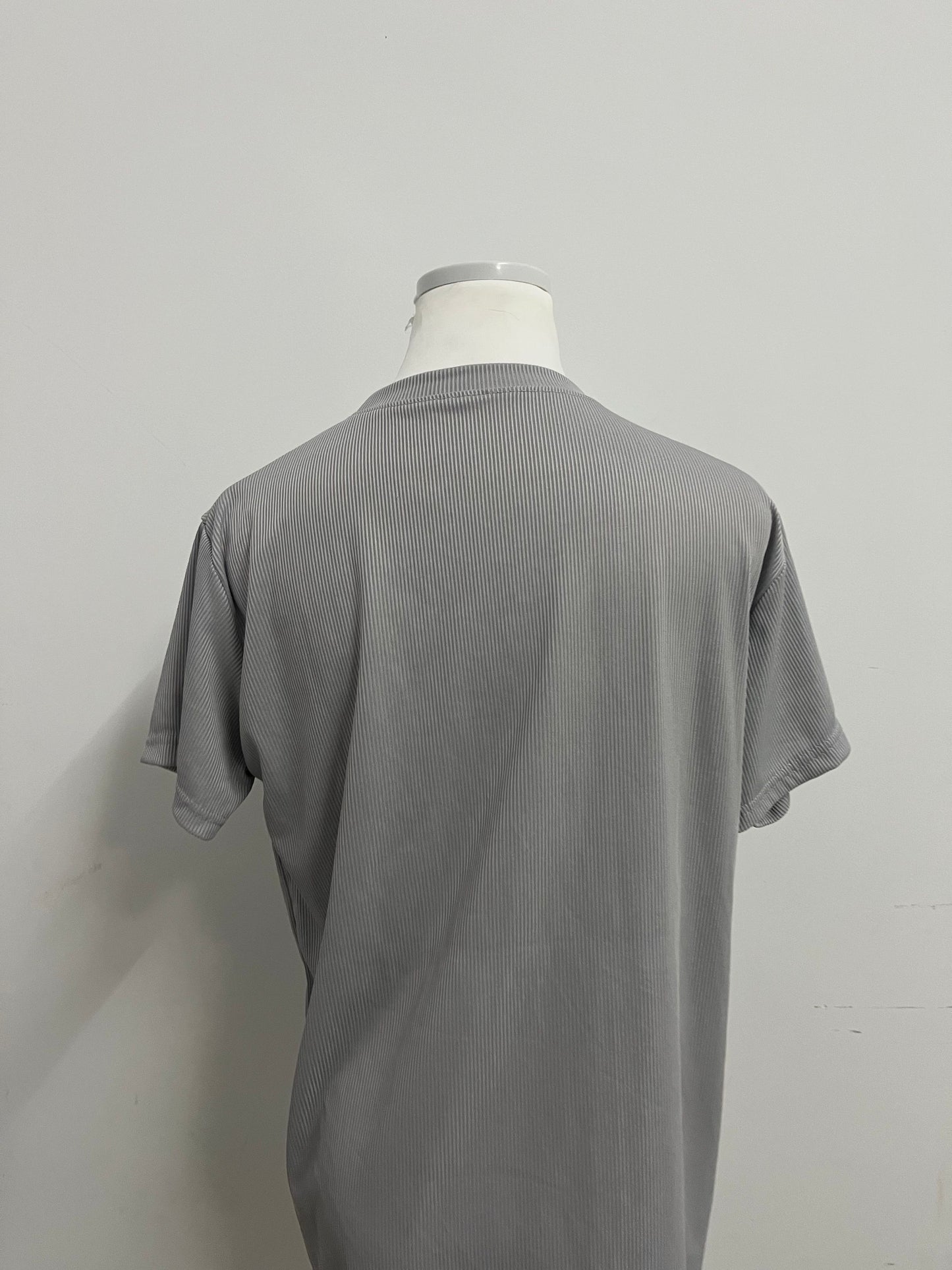 BBGIRL Light Gray Ribbed T-Shirt: Soft Stretch Fabric Crew Neck Top for Daily Casual Wear