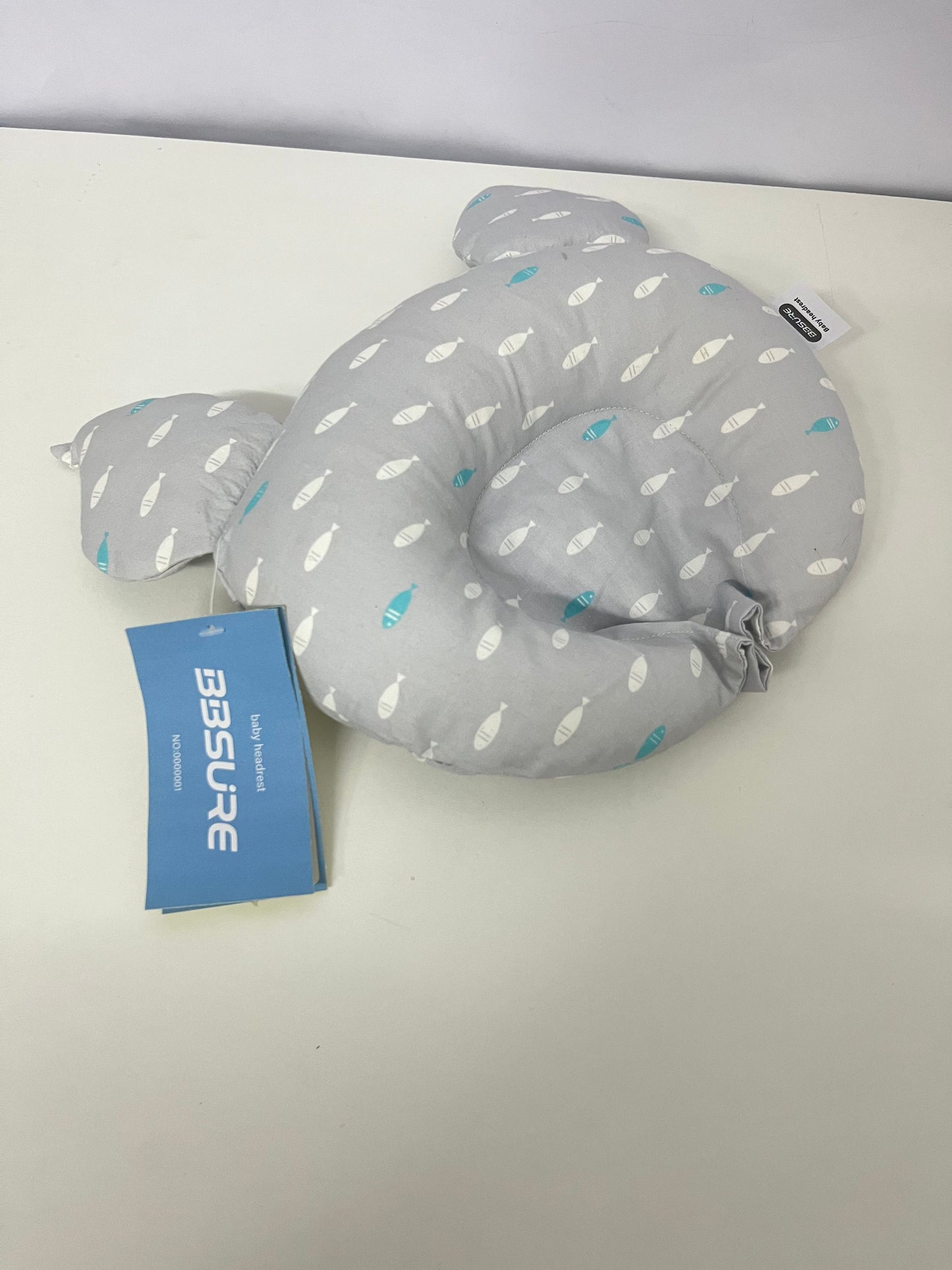 BBSURE Baby Headrest Pillow, Anti-Flat Head & Head Shaping Pillow for 0-12 Months, Cute Fish Pattern, Skin-Friendly & Breathable Infant Pillow