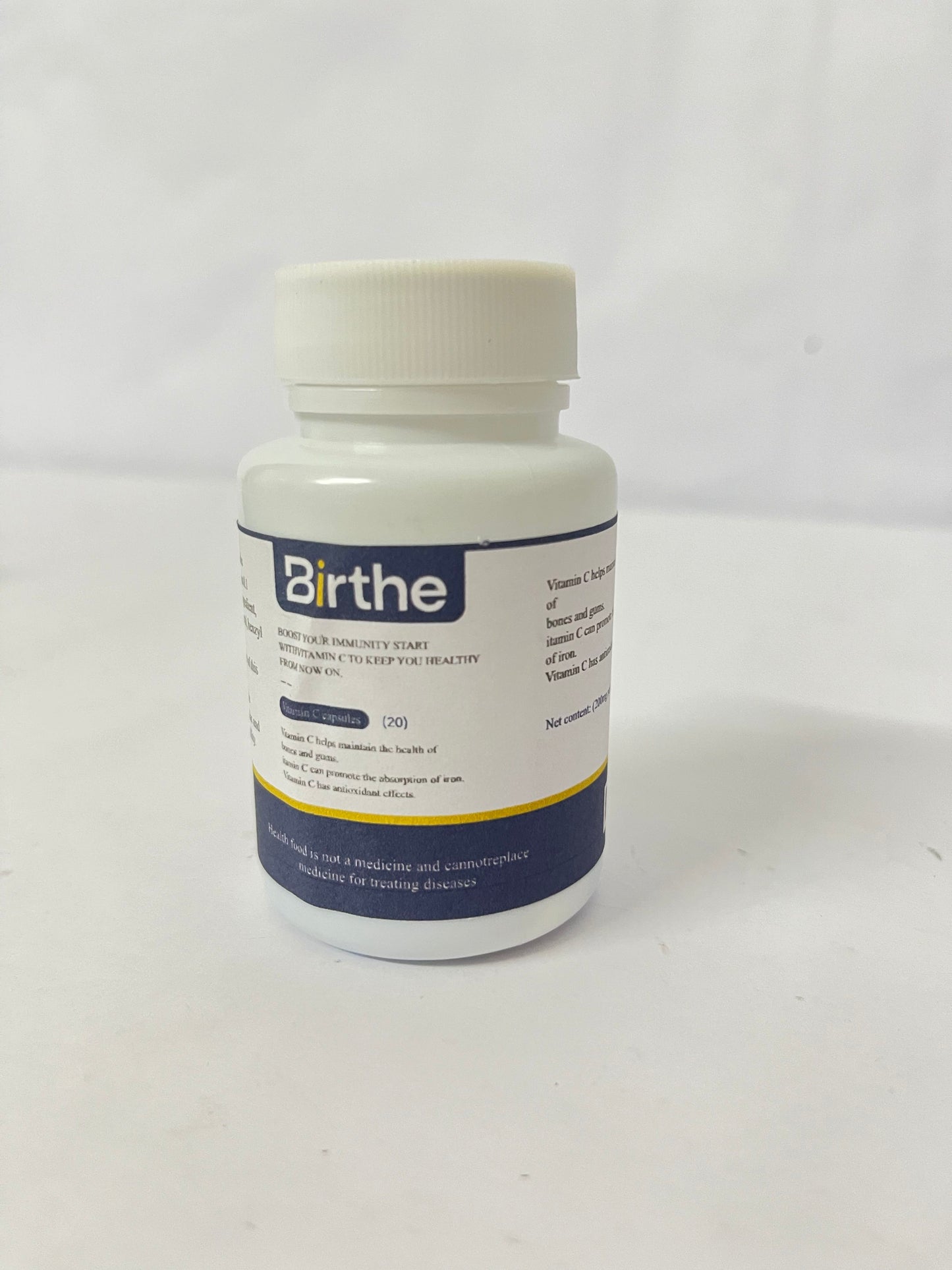 Birthe Vitamin C 1000mg Capsules - Extra Strength Vegan Vitamin C for Daily Antioxidant & Immune Support - Non-GMO - 20 Capsules
