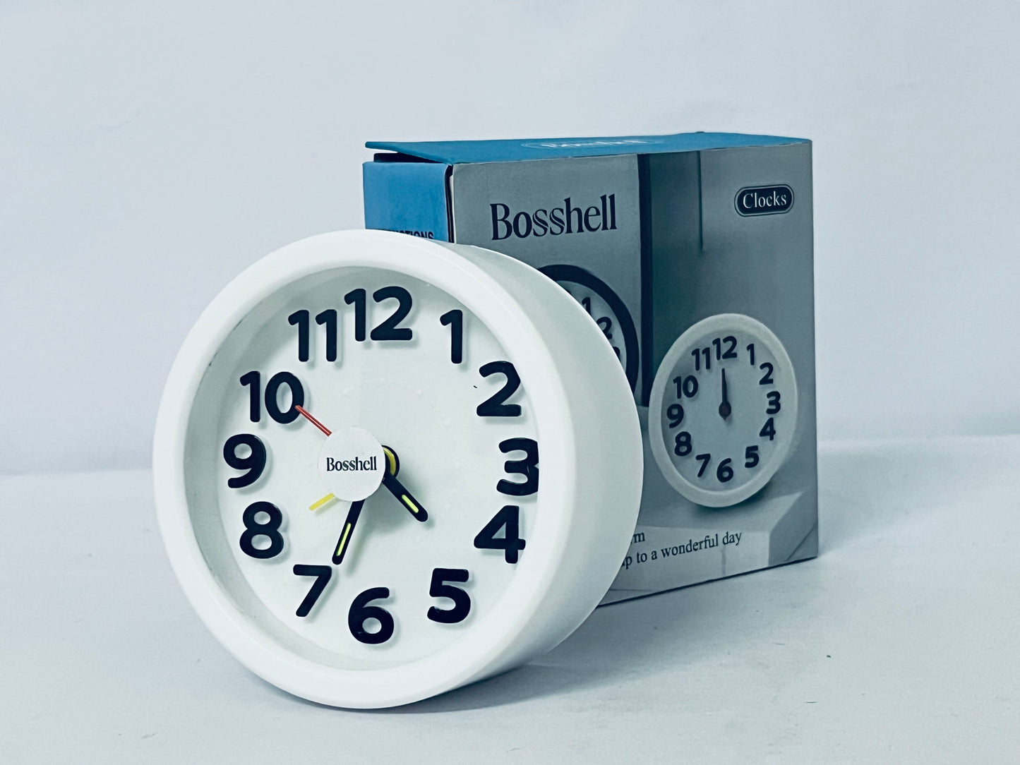 Bosshell Rechargeable Hanging Alarm Clock Round Plastic Digital Clock Small Desktop Luminous Hour and Hand Easy to Alarm