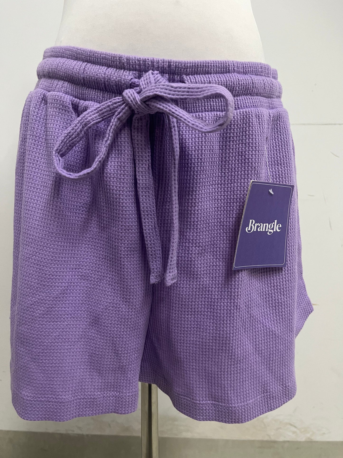 Brangle Lilac Waffle Knit Shorts, Soft & Skin-Friendly, Multi-Scenario Casual Shorts for Home & Outdoors
