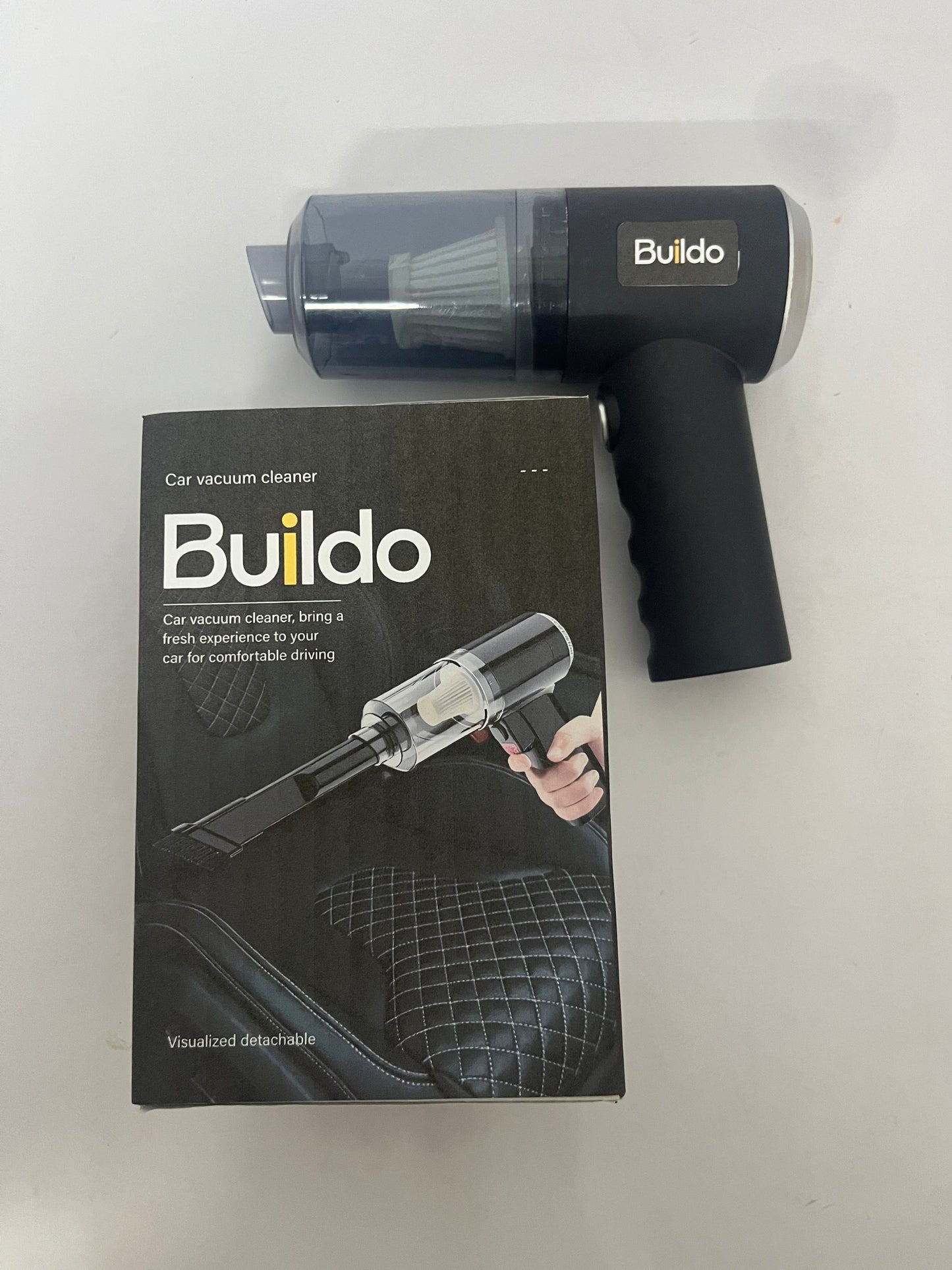 Buildo Mini Vacuum Cleaner for,2 in 1 Keyboard Vacuum Cleaner Wireless Handheld,Car Vacuum with Brushless Motor High Power 120W Rechargeable Easy to Clean Car Interior,Charging Cable not Included (Black)