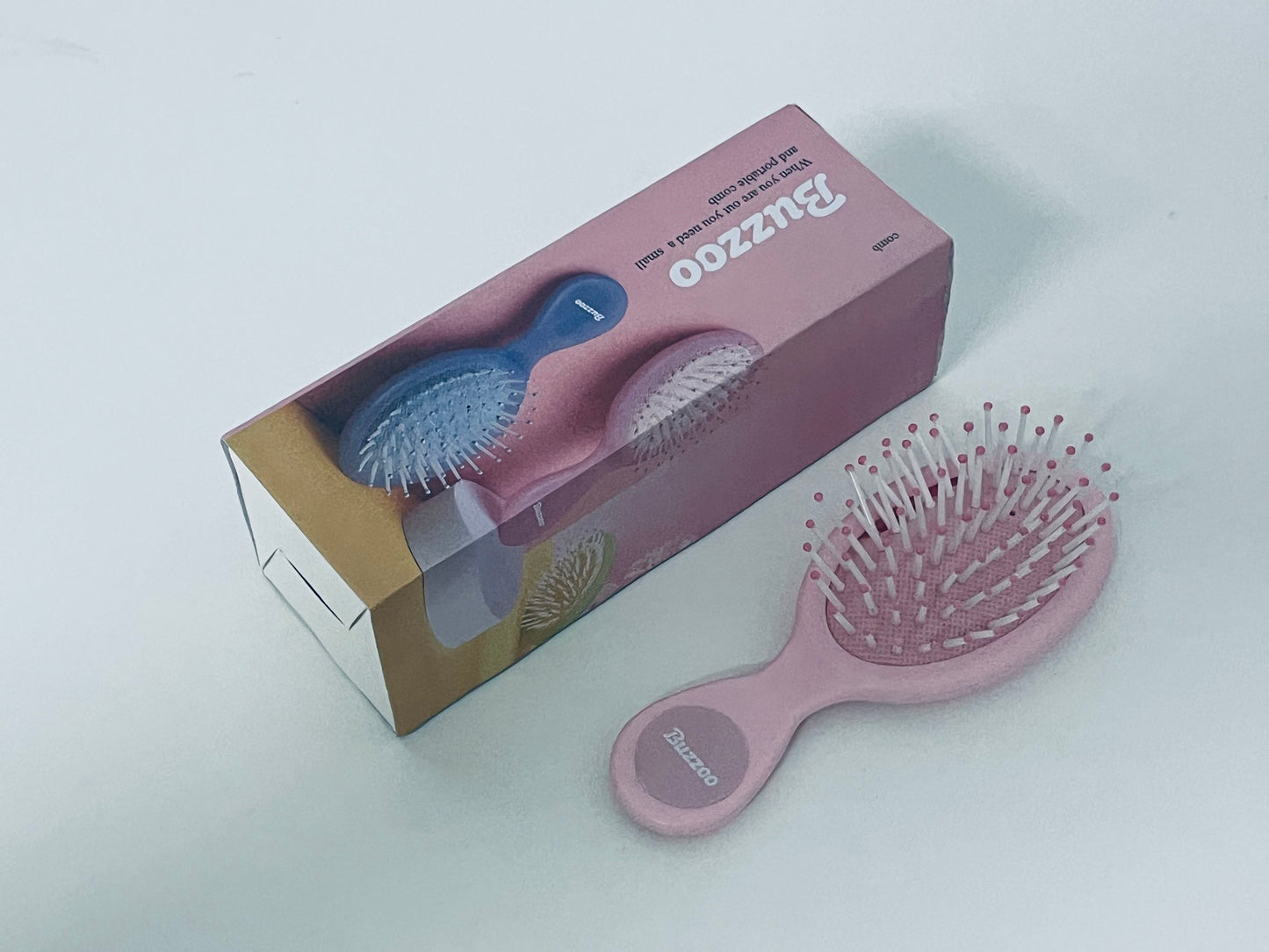 Buzzoo Mini Cushion Massage Hairbrush - Portable Detangling Hair Comb