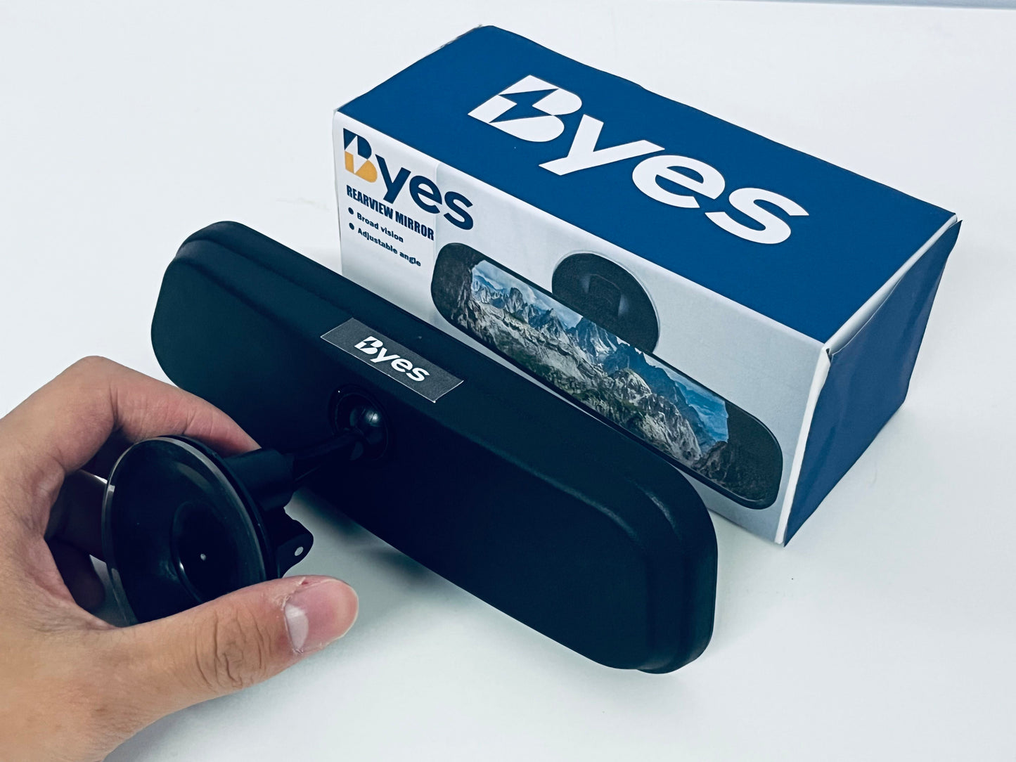 Byes Car Rearview Mirror, Wide Angle Adjustable Suction Cup Mirror for Blind Spot Reduction, Universal Fit for Most Vehicles