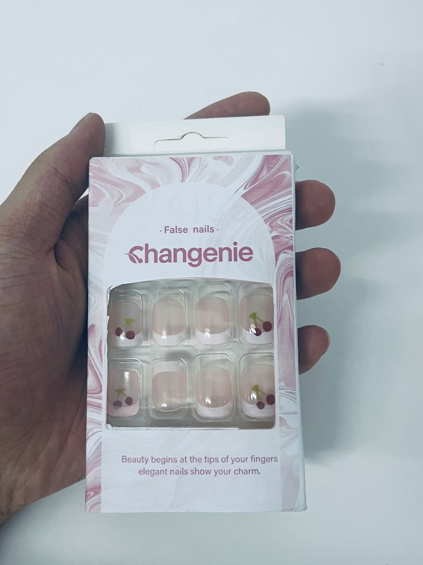 Changenie Sweet Cherry Translucent Pink False Nails Fresh Girl Style A Sweet & Vital Item for Finger Decoration
