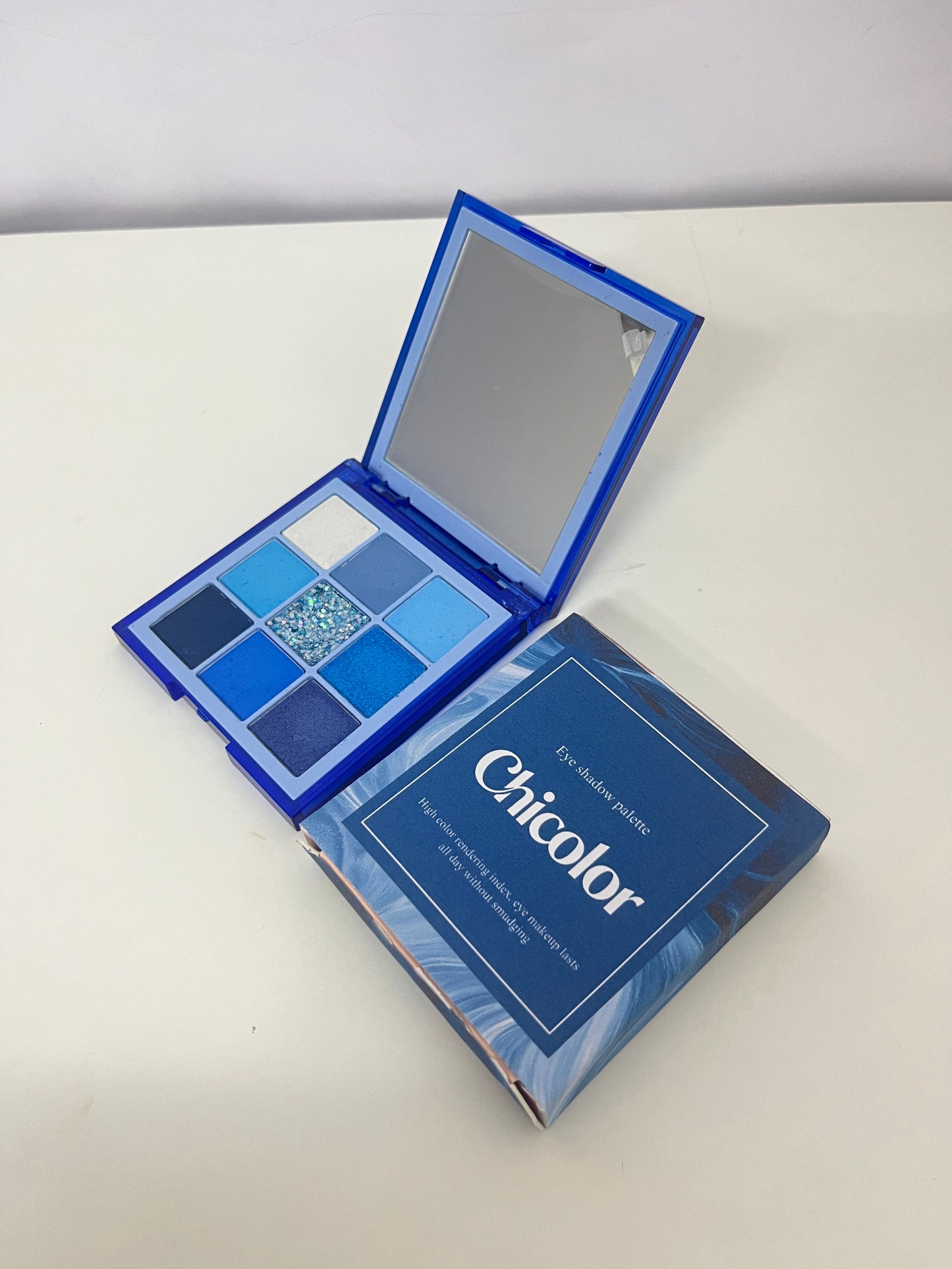 Chicolor 9-Color Blue Eyeshadow Palette High Pigmentation Long-Lasting A Creative Choice for Eye Makeup Personalities