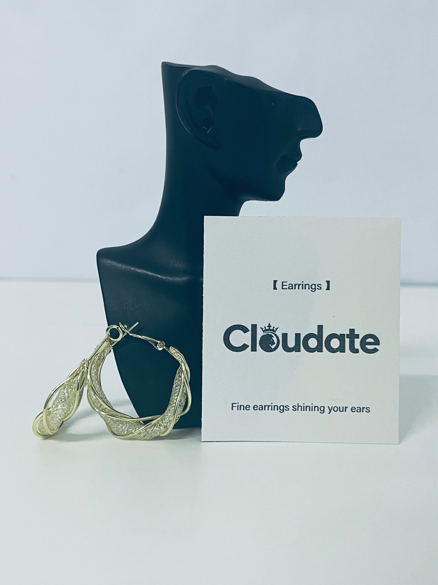 Cloudate Braided Pattern Sparkling Diamond Hoop Earrings Stylish Accessory for Enhanced Atmosphere