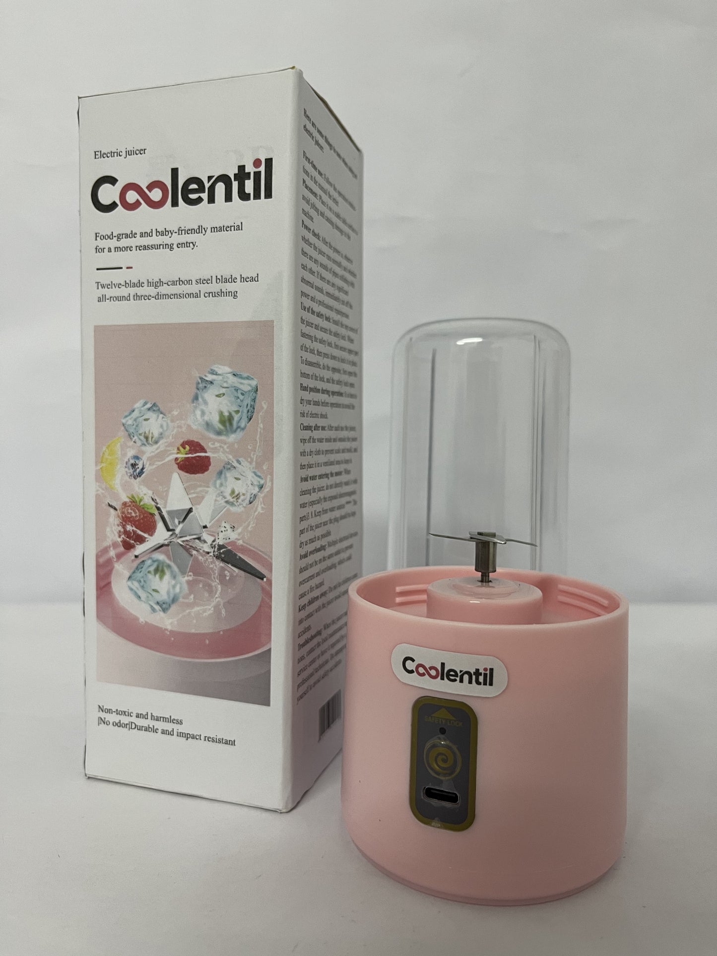 Coolentil Mini Blender Outdoor Large Capacity Battery Easy Juicer Machine