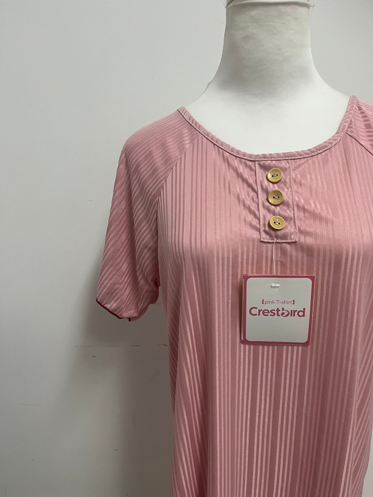 【Crestbird Nightgowns】——Crestbird Misty Pink Striped Backless Nightgown - Effortless Loungewear & Day Dress