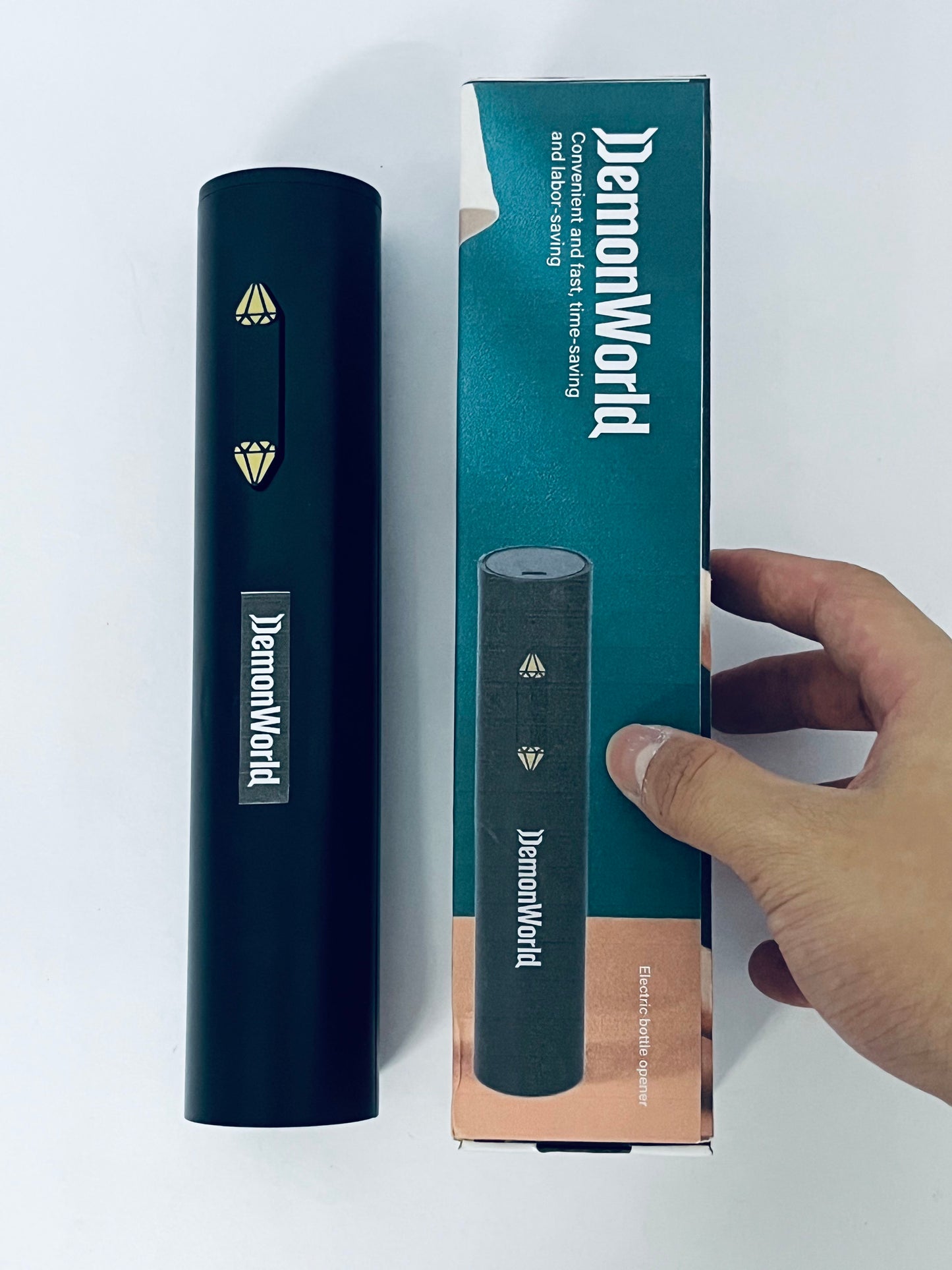 DemonWorld Corkscrew with Foil Cutter, USB Charging Cable, LED Light Indicator, Gift Idea for Wine Lovers, Black