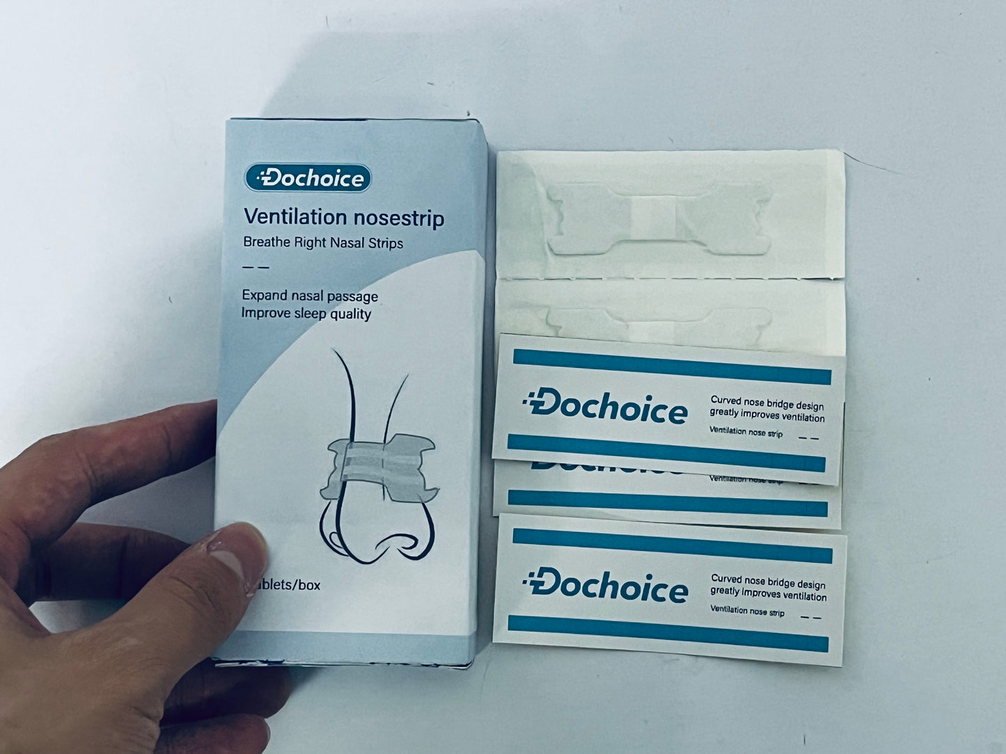 Dochoice Ventilation Nasal Strips, 10 Count - Curved Nose Bridge Design to Expand Nasal Passage & Improve Sleep Quality