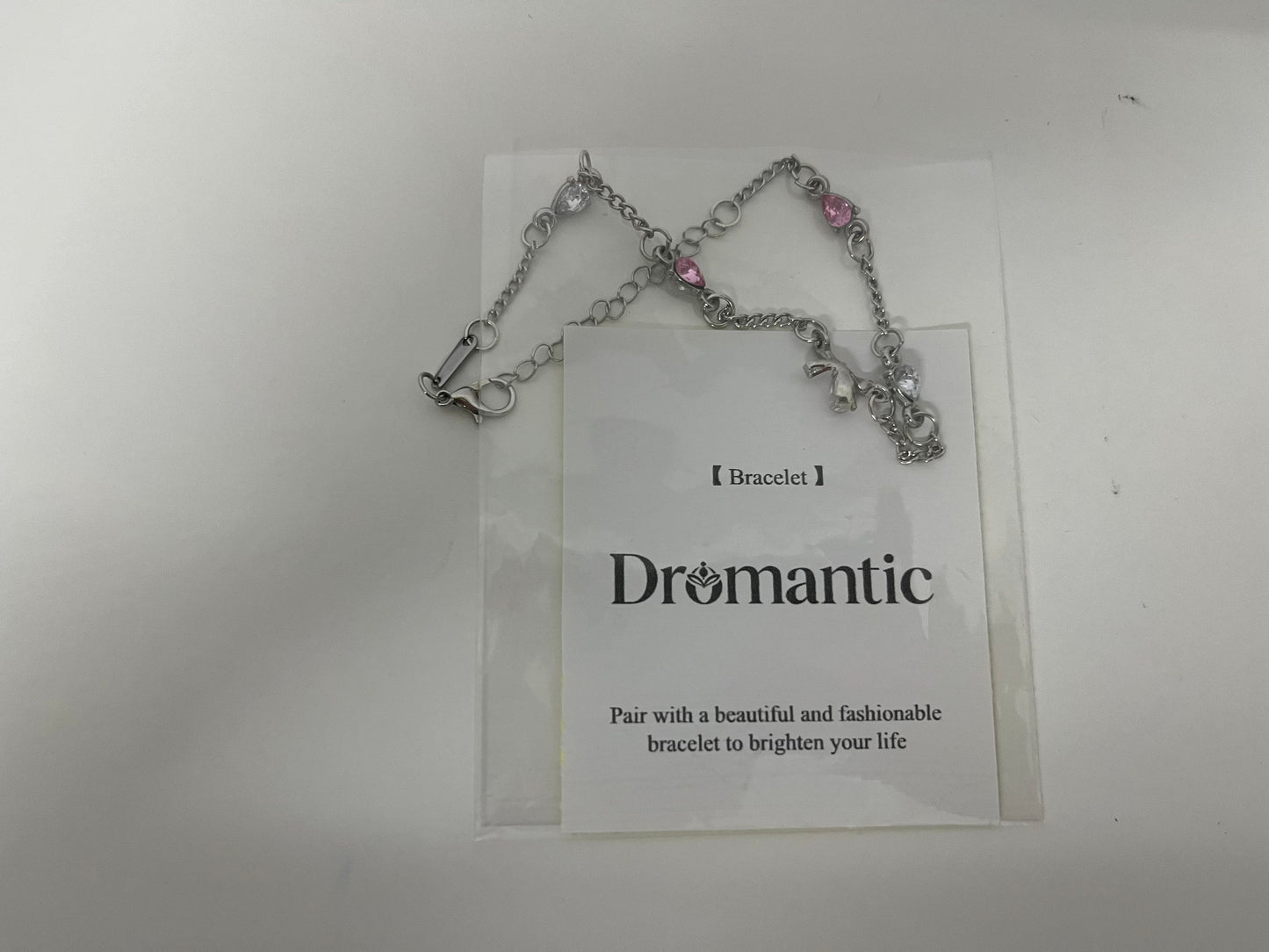 【Dromantic Bracelets】——Dromantic Pink Crystal & Silver Layered Bracelet - Y2K-Inspired Delicate Stackable Jewelry