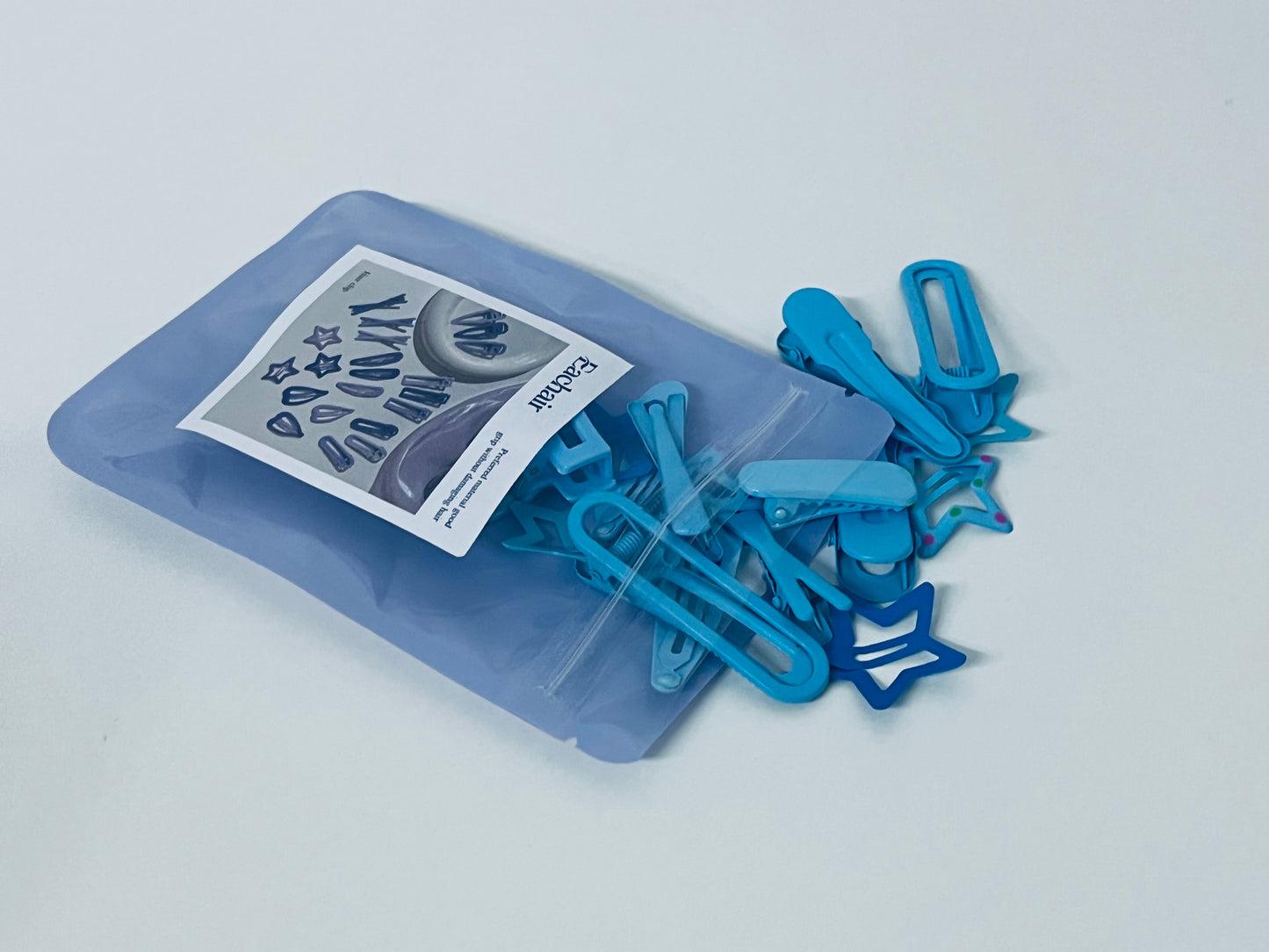 Eachair Blue Hair Clip Set - Star & Geometric Hair Accessories with Resealable Pouch
