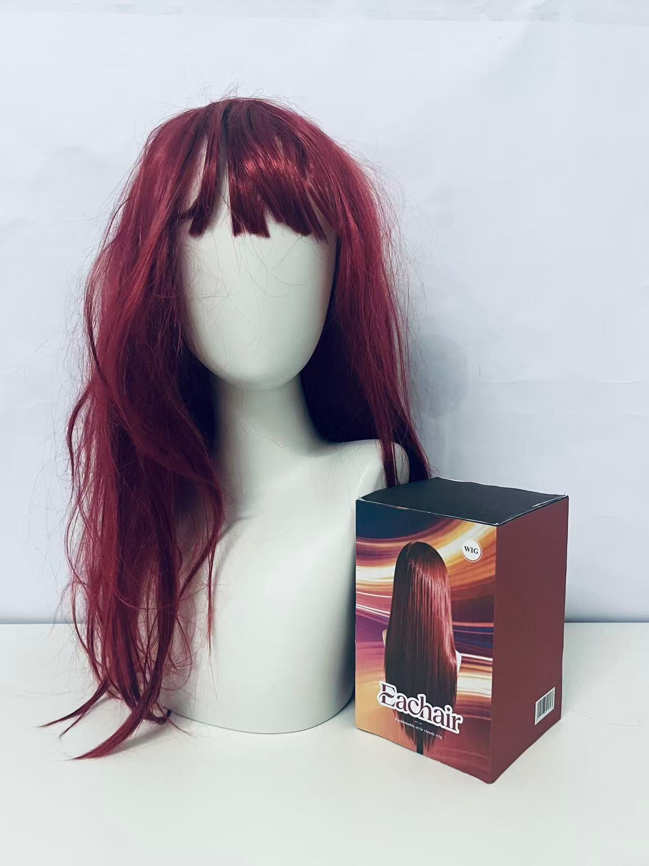 Eachair Comfortable Burgundy Wig - 20-22 Inch Wavy Style for Cosplay, Parties & Daily Wear