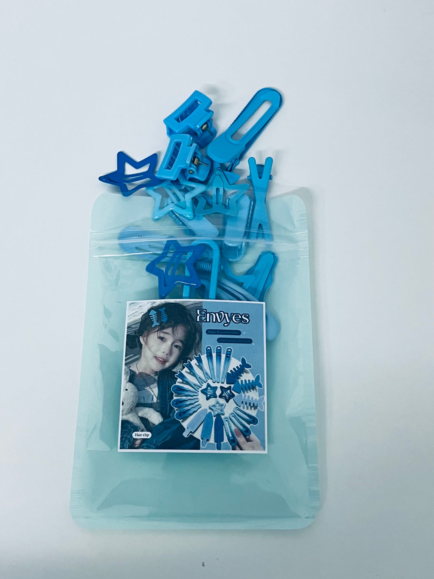 Envyes Haze Blue Hair Clip Set, Multi-Style Star Fishbone Alligator Hair Clips for Women Girls, Cute Hair Accessories for Daily Styling Flyaway Taming Hairstyle DIY