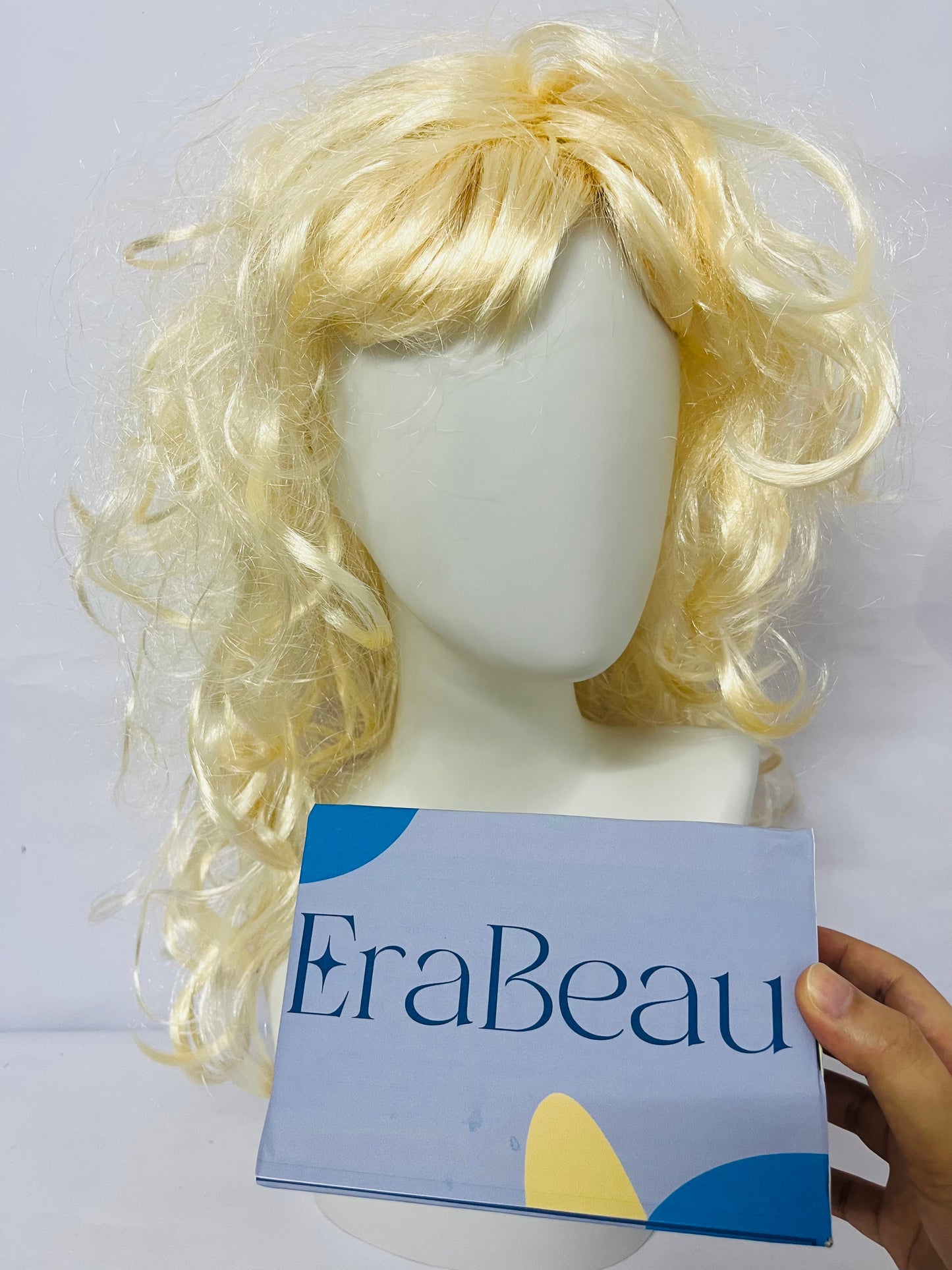 EraBeau Women's Wigs 70s 80s Fashion Singer Wigs Blonde Long Curly Beehive Wigs for Halloween Costume Party Wig
