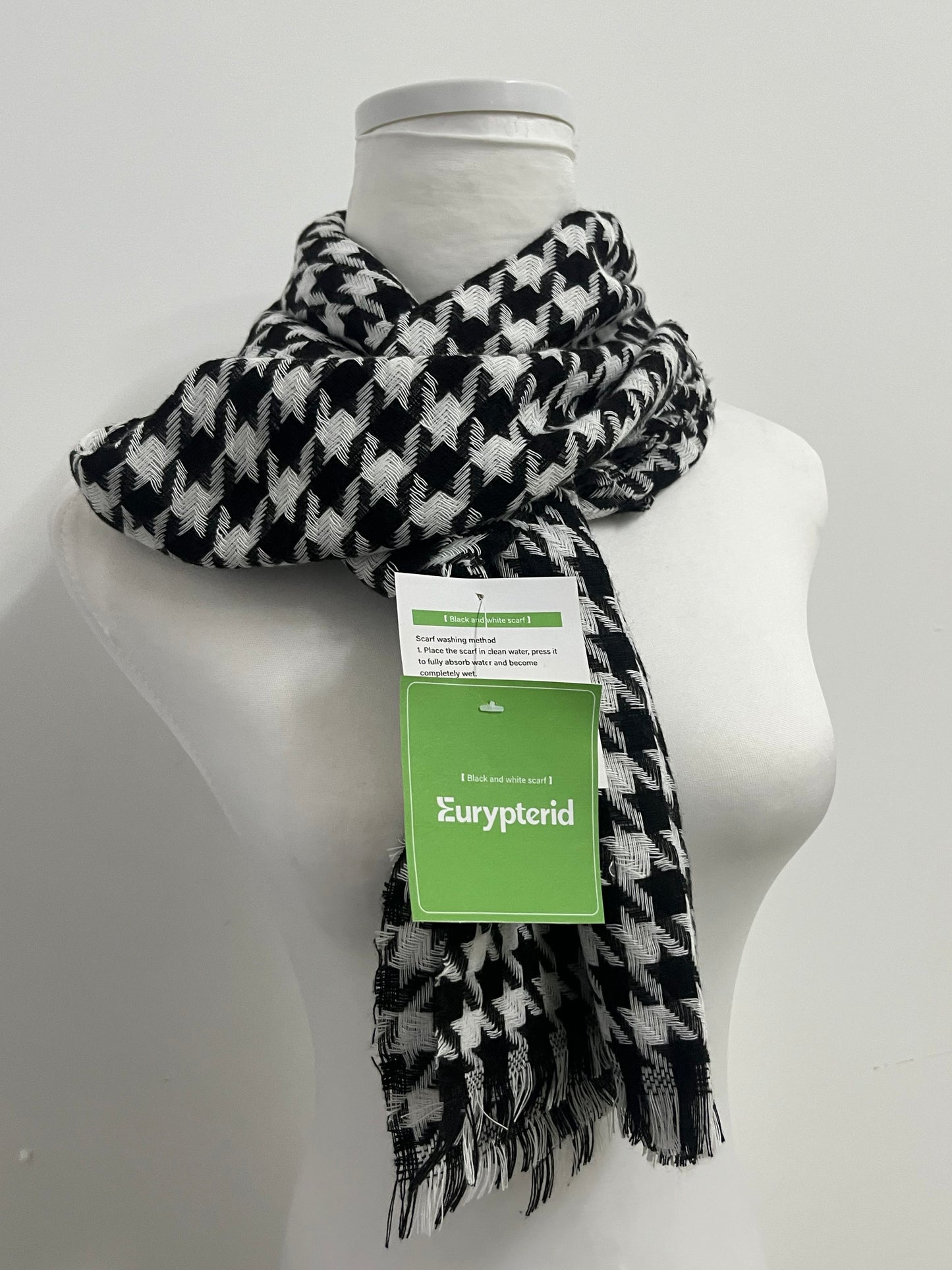 Eurypterid Neckerchiefs Black and White Houndstooth Scarf - A Fashion Collision of Classic and Texture