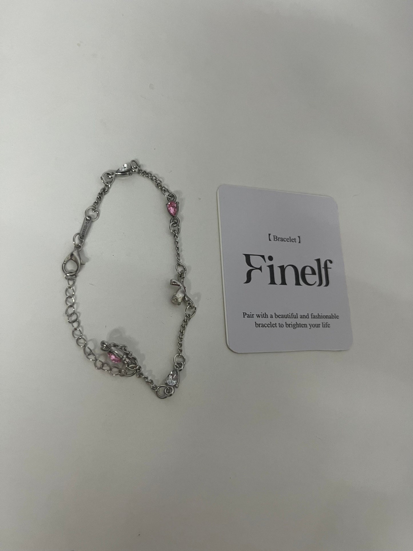 Finelf Fashion Bracelet for Women, Unique Pink Gem Spliced Chain Bracelet, Trendy Punk & Sweet Jewelry