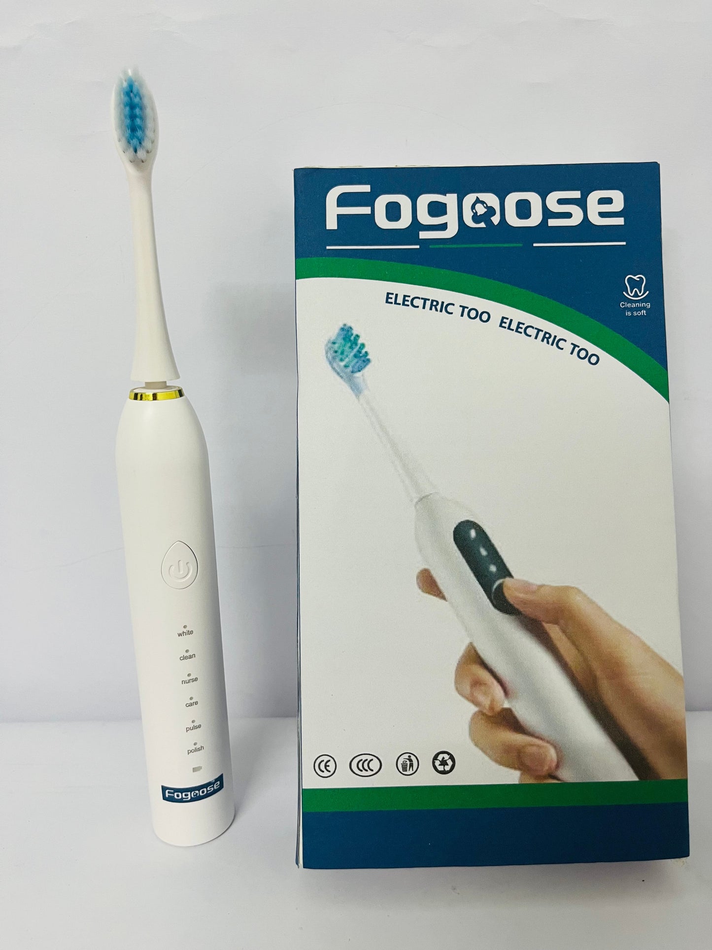 Fogoose Electric Toothbrush for Adults, 20000 VPM, 5 Cleaning Modes, 90-Day Battery Life, Built-in Smart Timer, IPX7 Waterproof Rechargeable Toothbrush, 2 Interchangeable Brush Heads (White)