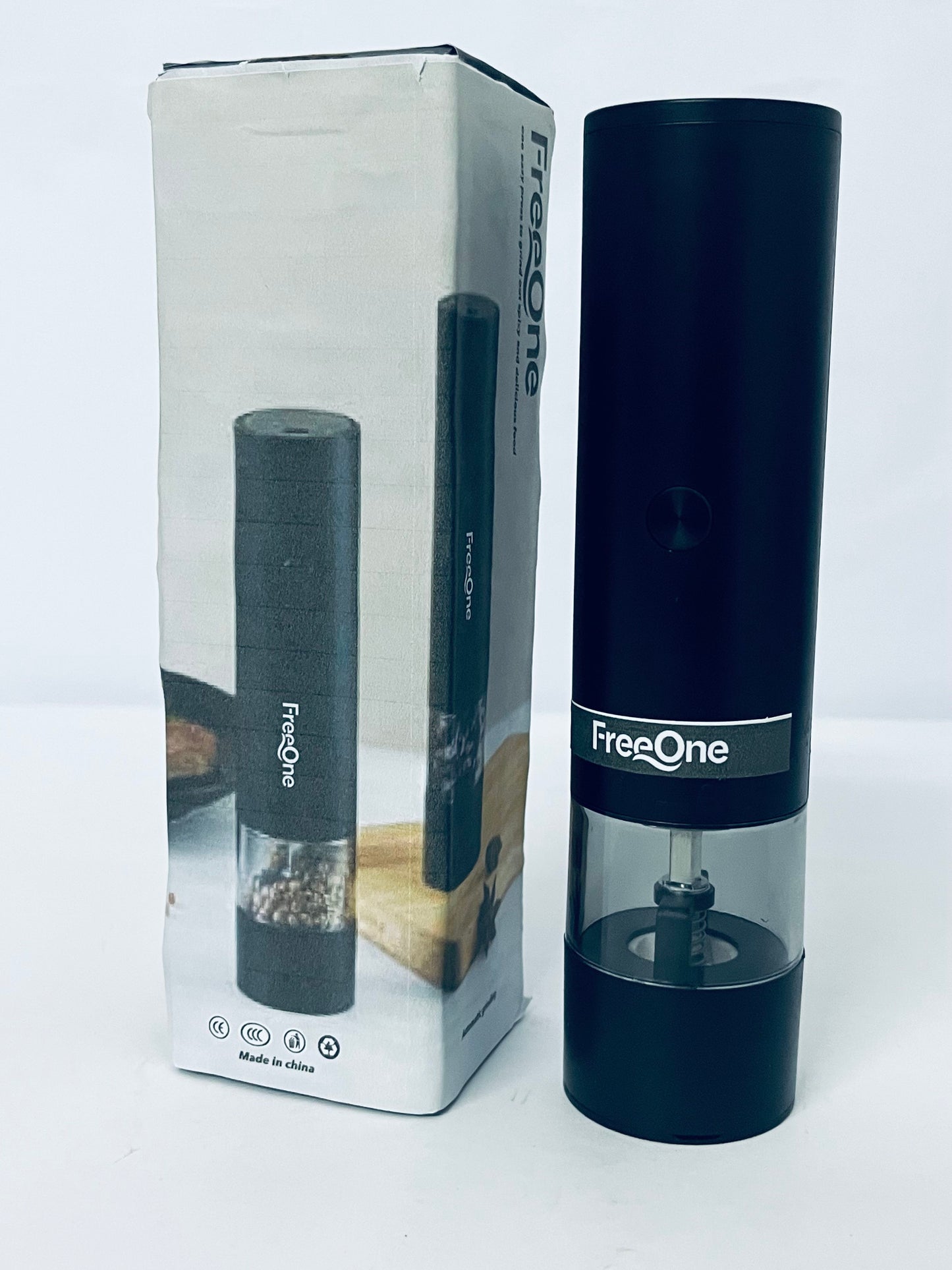 FreeOne Rechargeable Automatic Pepper Mill Grinder Adjustable Coarseness shakers, One-Hand Operation