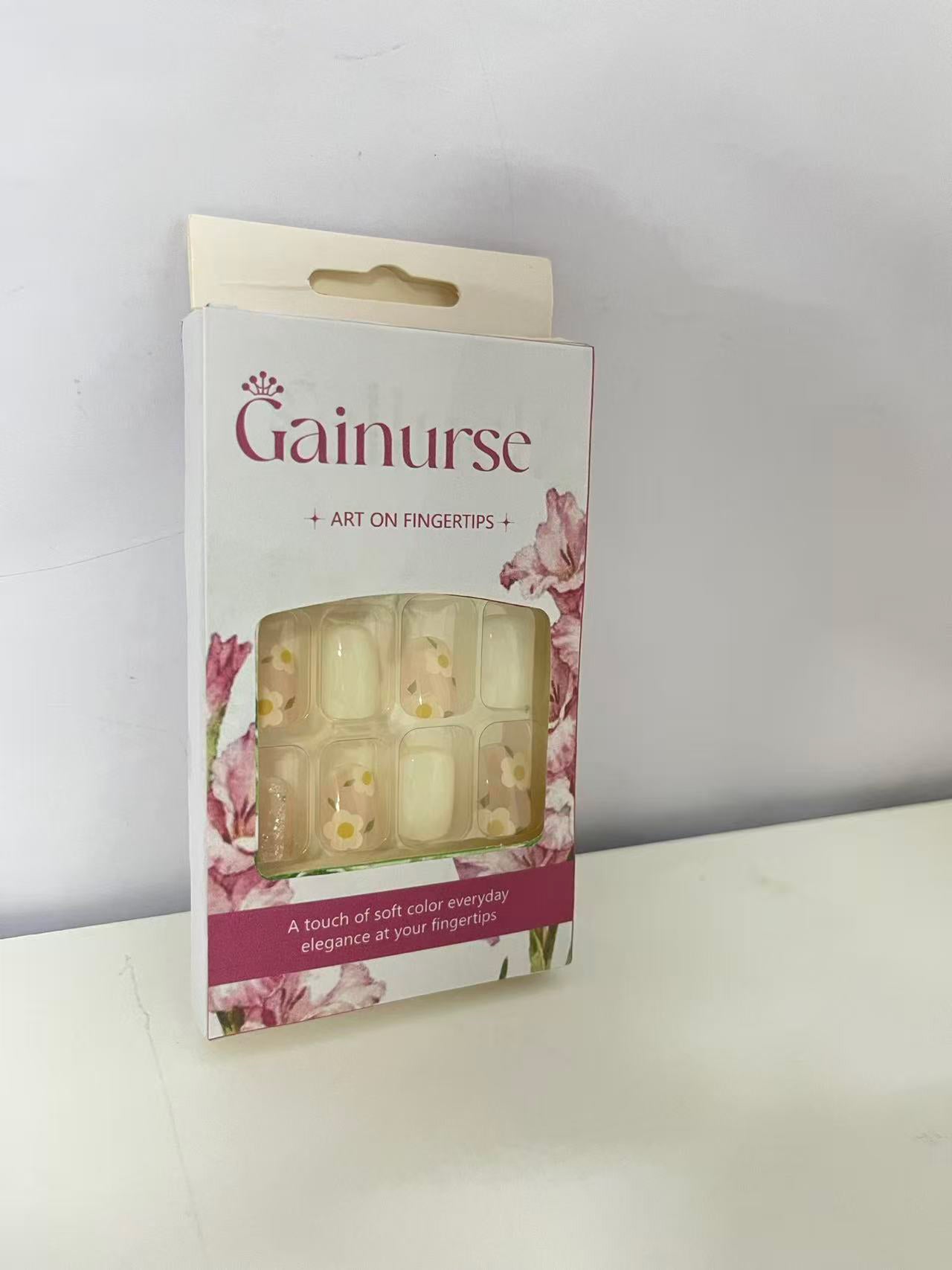 Gainurse Soft Yellow Daisy Fake Nail Tips - Fresh Sweet Girl Style Press-On Nails (With Jelly Adhesive)