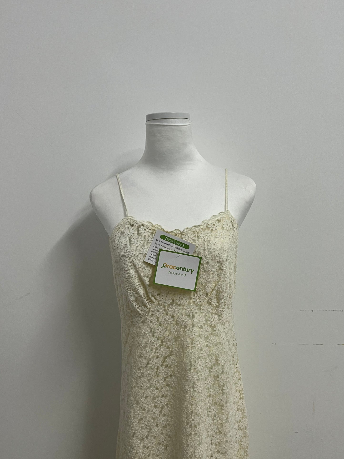 Gracentury Dresses Light Yellow Lace Slip Dress - A Romantic and Elegant Choice for Summer Style