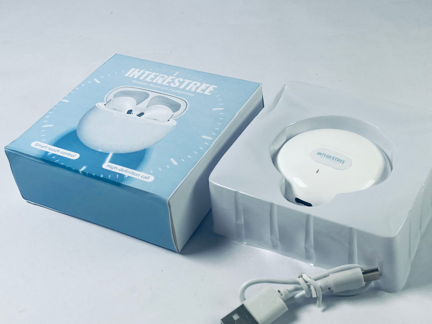 INTERESTREE Bluetooth Earphones โ Wireless Earbuds with Bluetooth 5.3, IPX5 Waterproof, Ultra-Lightweight Design (3.5g) (White)