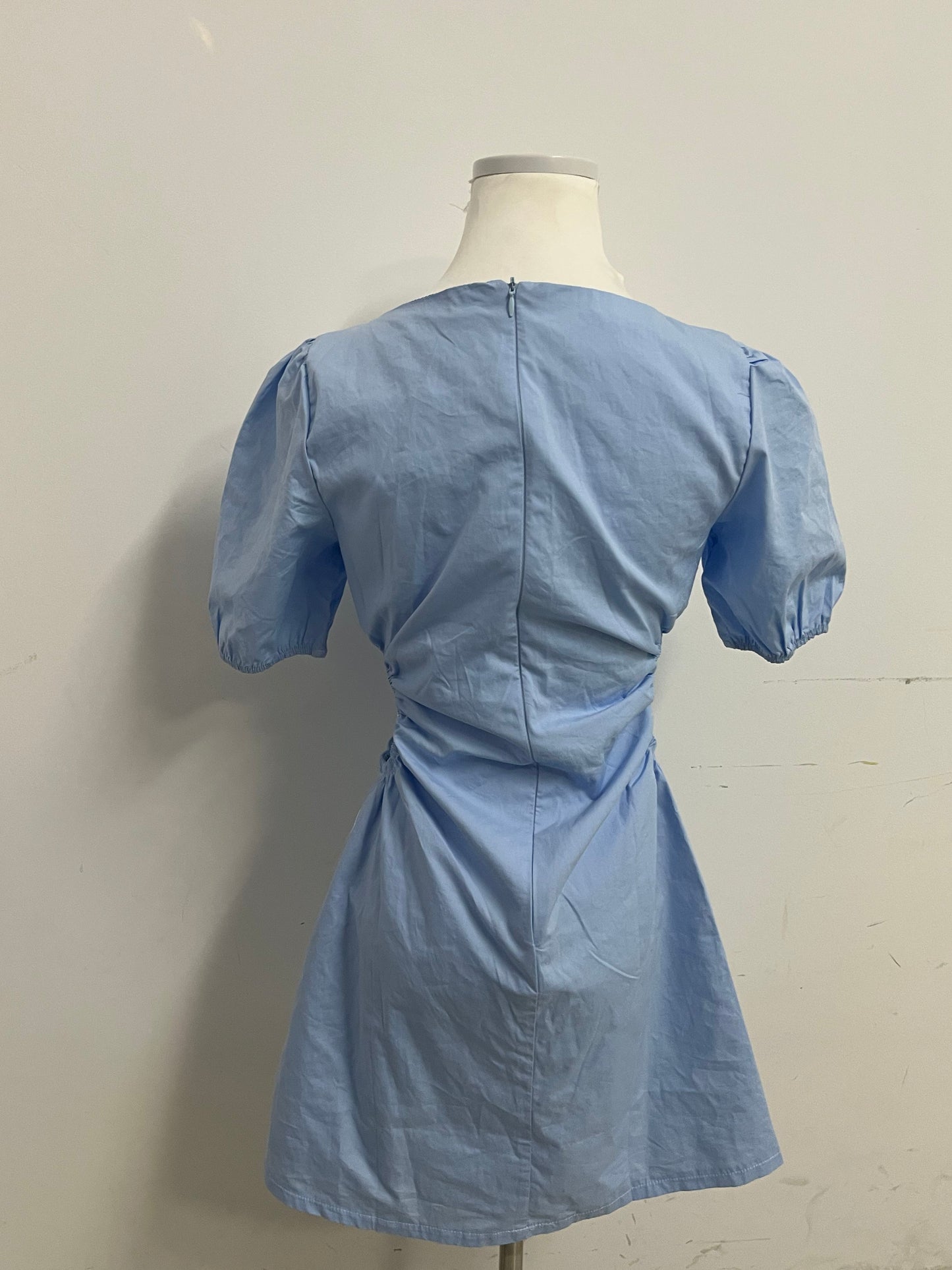 Iciolera Light Blue Square Neck Puff Sleeve Dress A Fresh & Sweet Essential for Daily Outfits