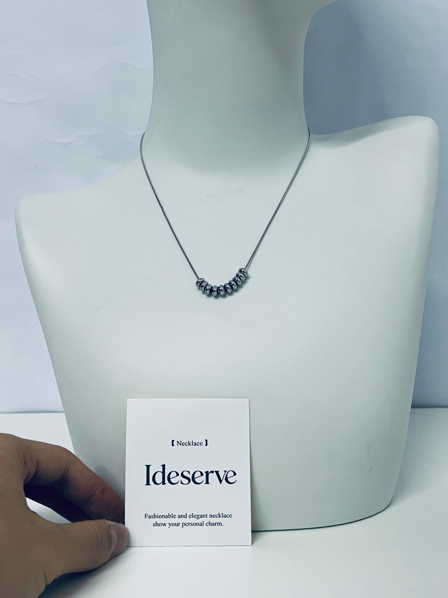 Ideserve Minimalist Beaded Choker Necklace Light Luxury Matte Design An Exquisite Elegant Item for Daily Outfits