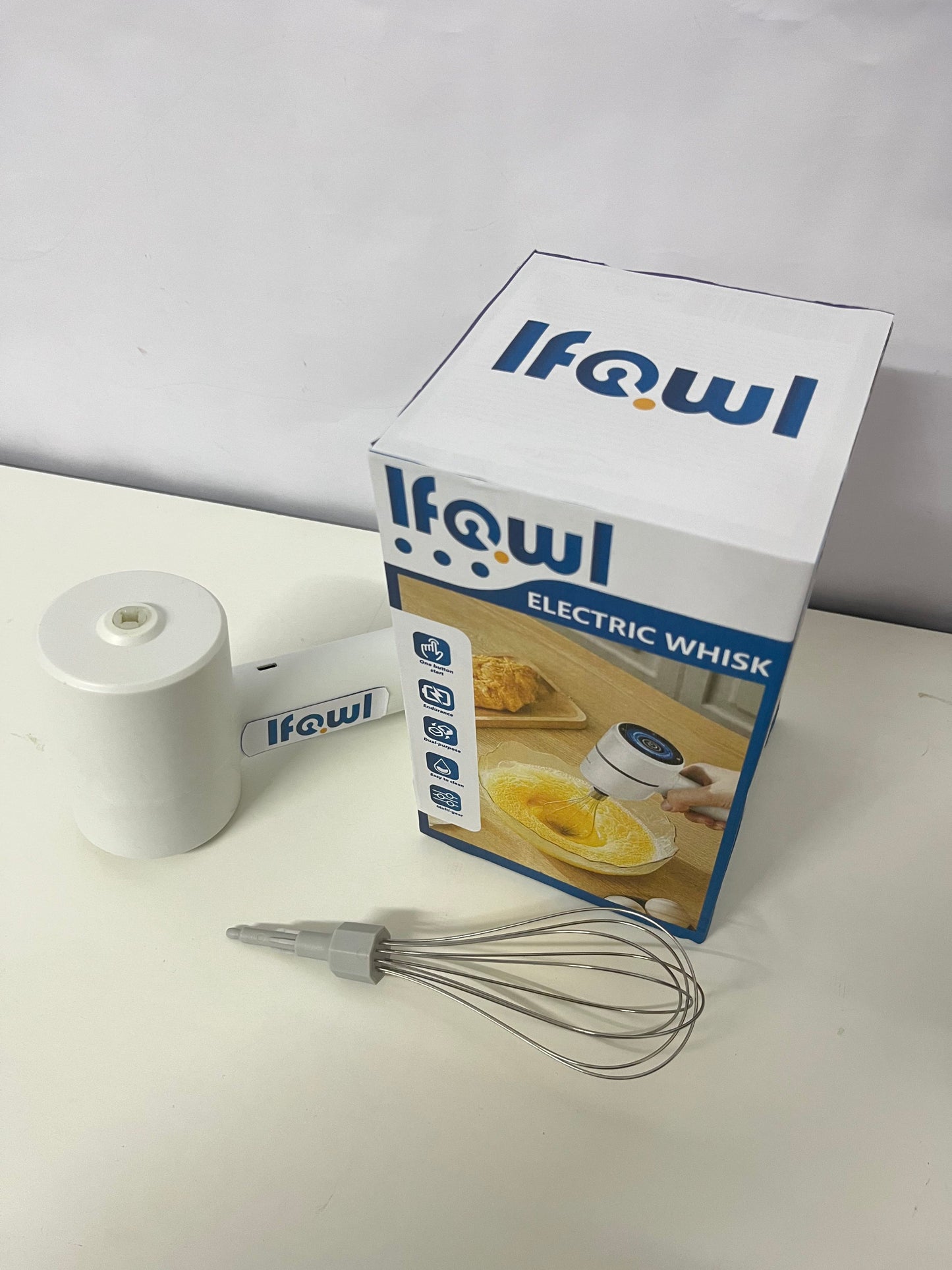 Ifowl Electric Whisk, Wireless Handheld Multi-speed Adjustable, Electric Mixer for Baking, Egg Beater & Cream Frother for Cake, Cookie, Home Kitchen