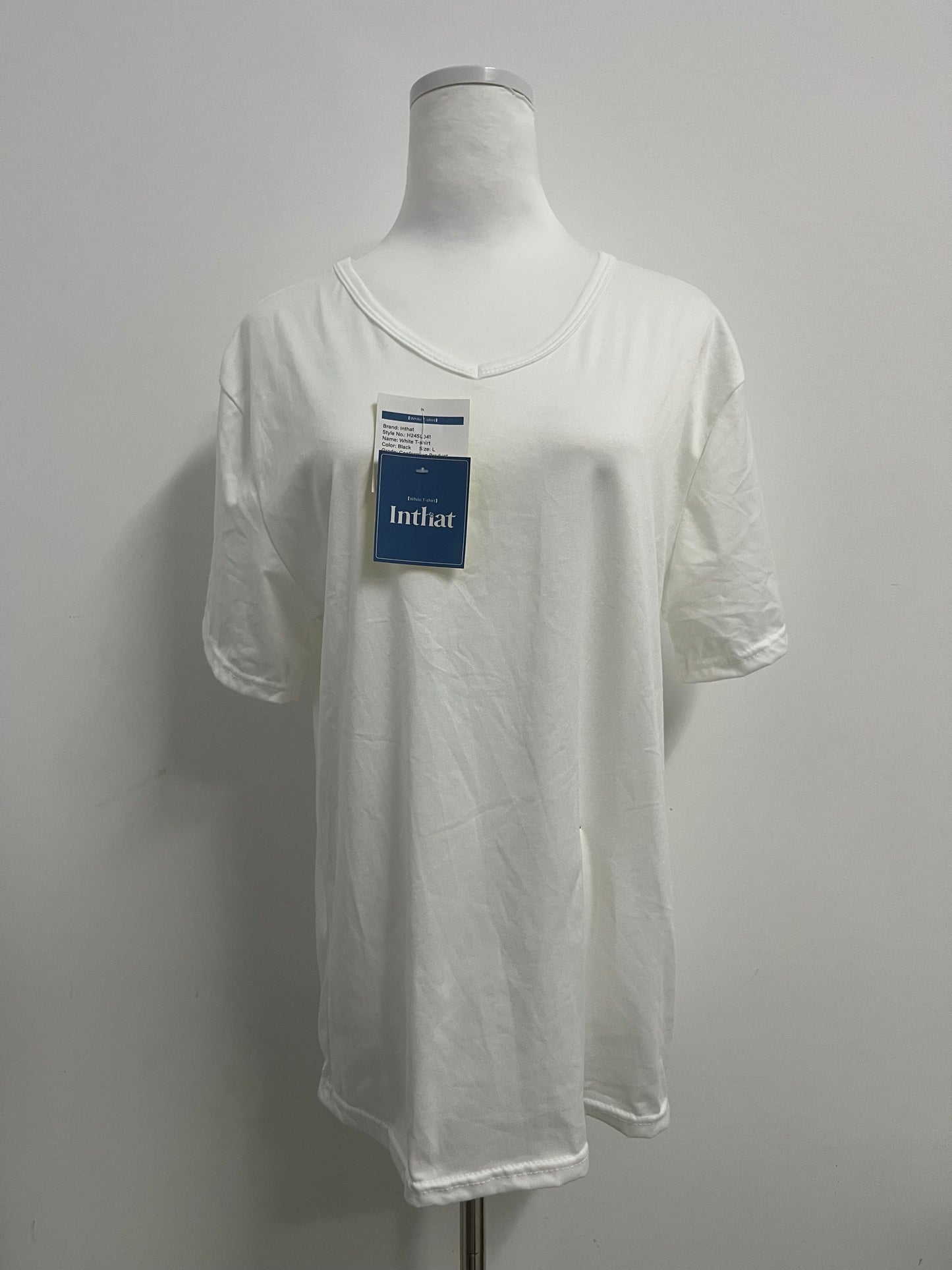 Inthat Women's White V - Neck Short - Sleeve T - Shirt