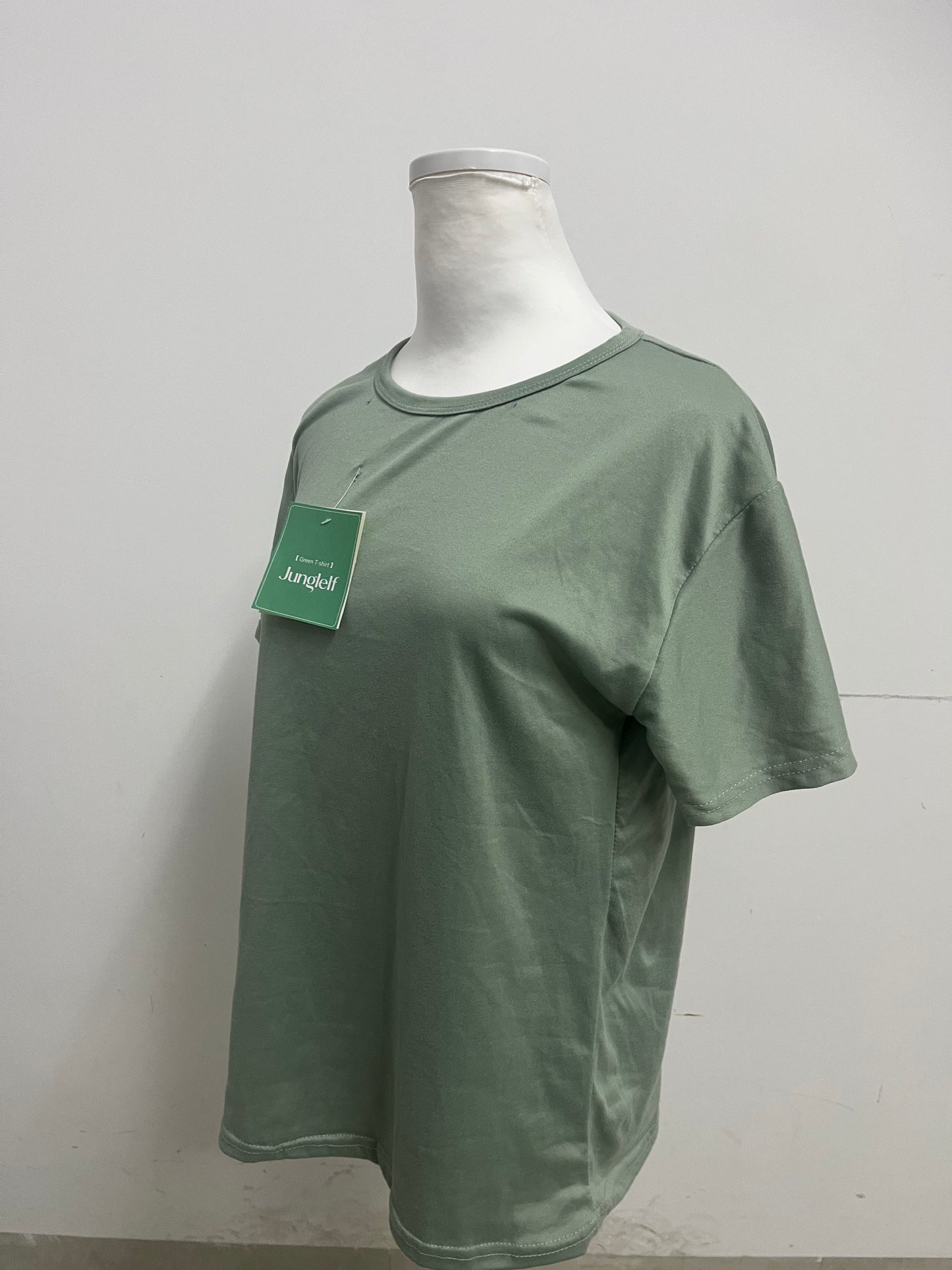 JungleIf 100% Pure Cotton Green Crew Neck Short Sleeve T-shirt